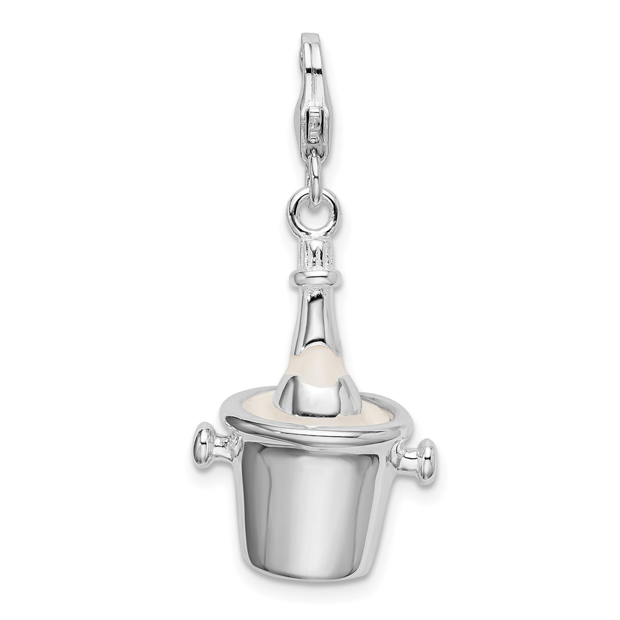 Sterling Silver Champagne Bottle Ice Bucket Pendant Charm, Celebration Jewelry Piece