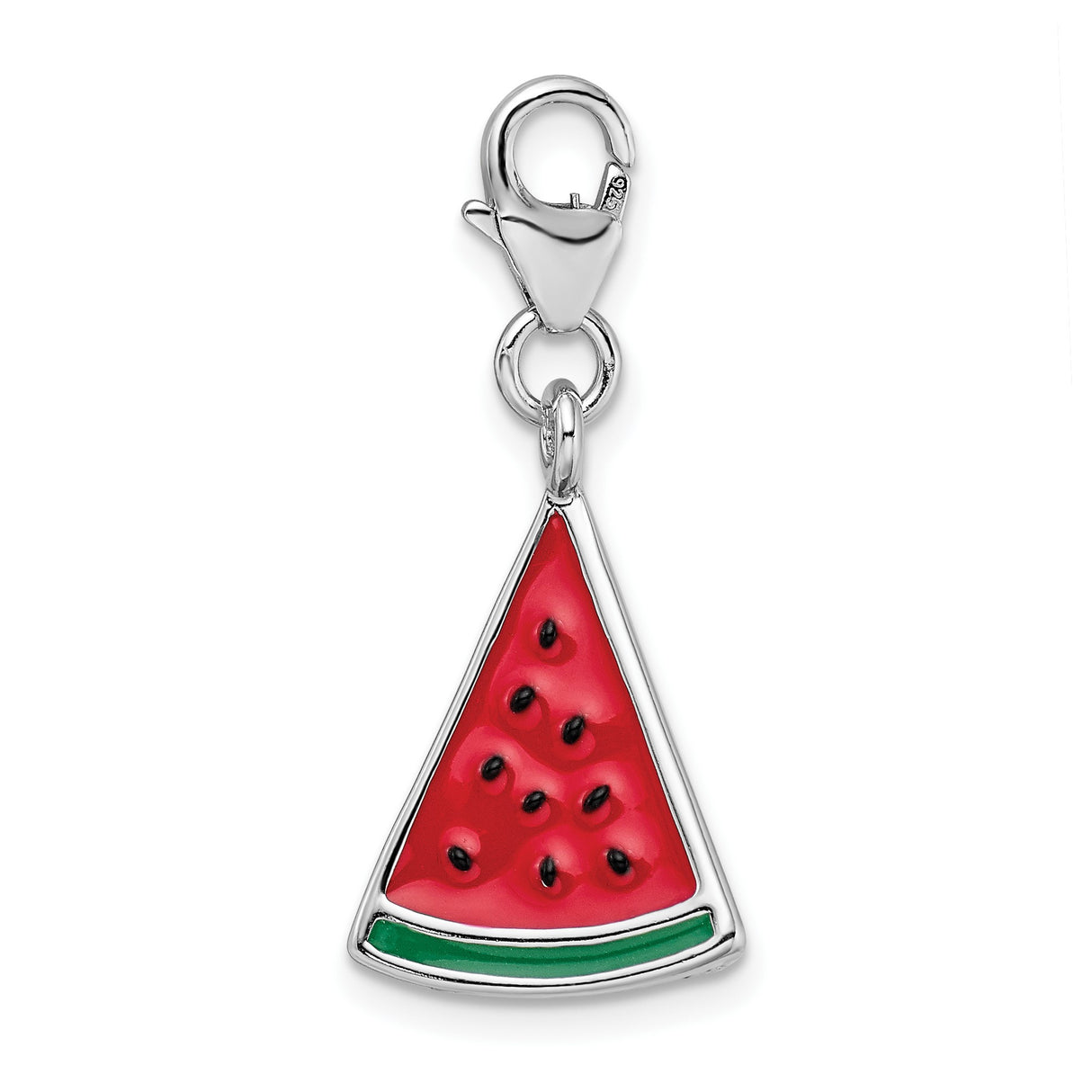 Sterling Silver Watermelon Slice Pendant, Colorful Enamel 3D Fruit Design, Summer Charm for Teens and Women
