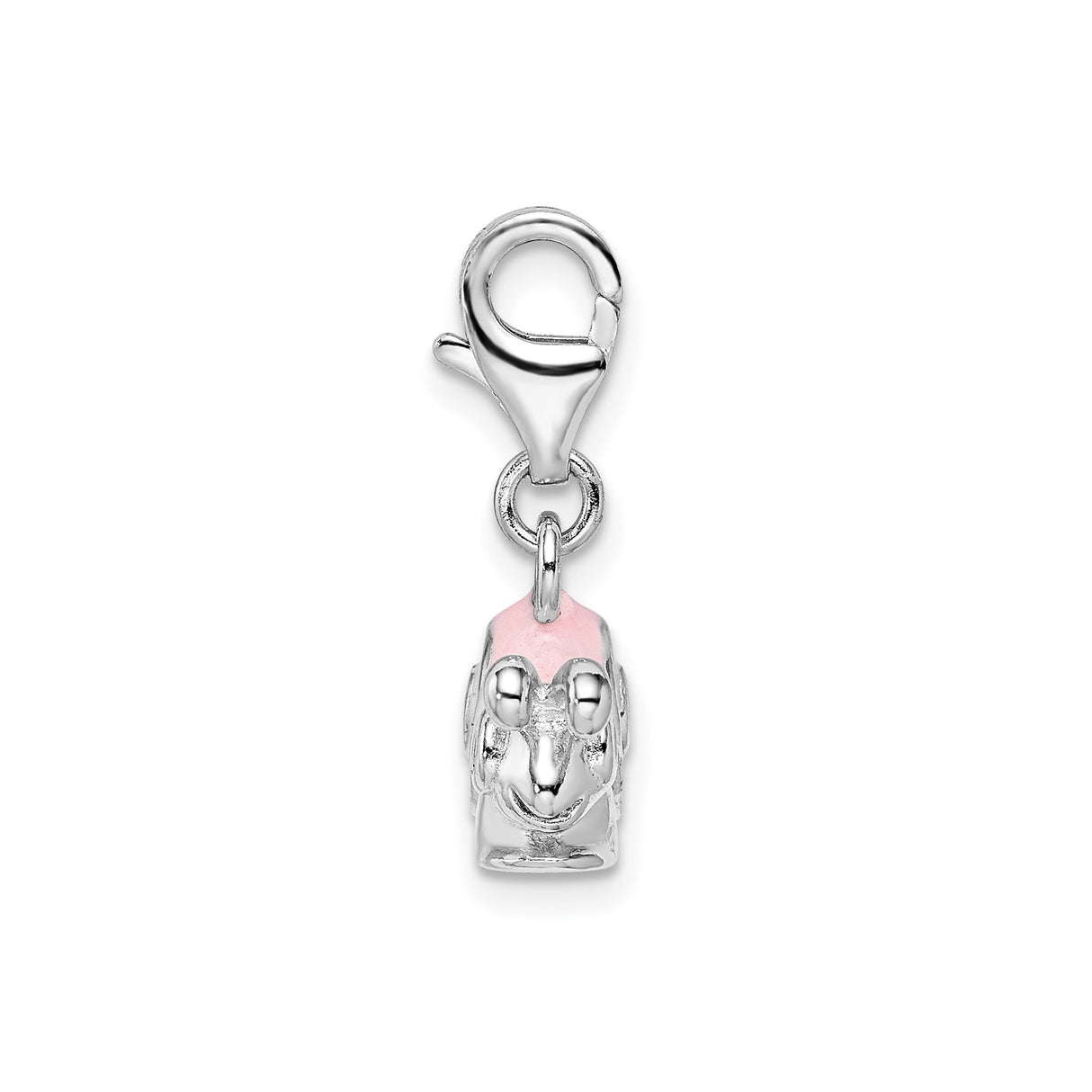 Sterling Silver Snail Charm Pendant with Pink Enamel, Cartoon Animal Design