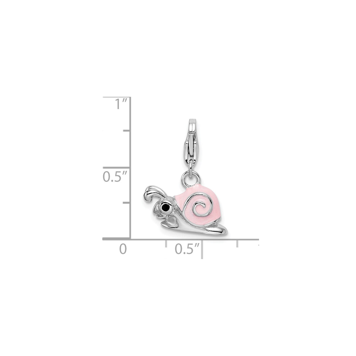 Sterling Silver Snail Charm Pendant with Pink Enamel, Cartoon Animal Design