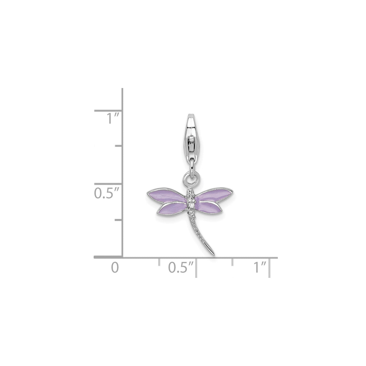 Sterling Silver Dragonfly Pendant with Light Purple Enamel and Cubic Zirconia Accents