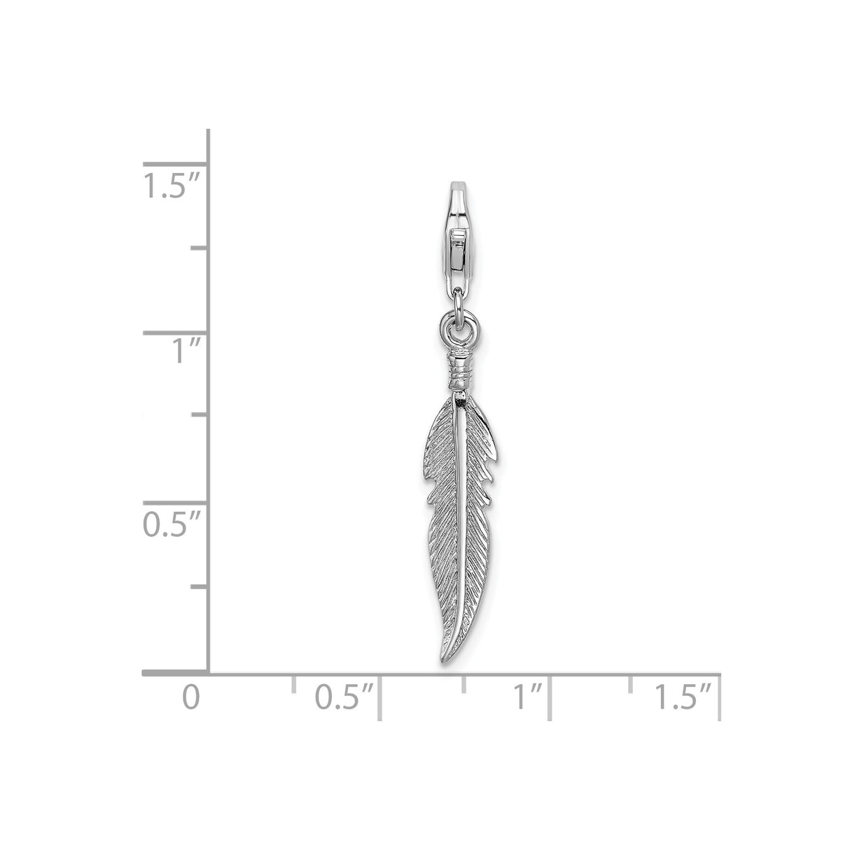 Sterling Silver Feather Charm Pendant, Detailed Tribal Boho Design for Women