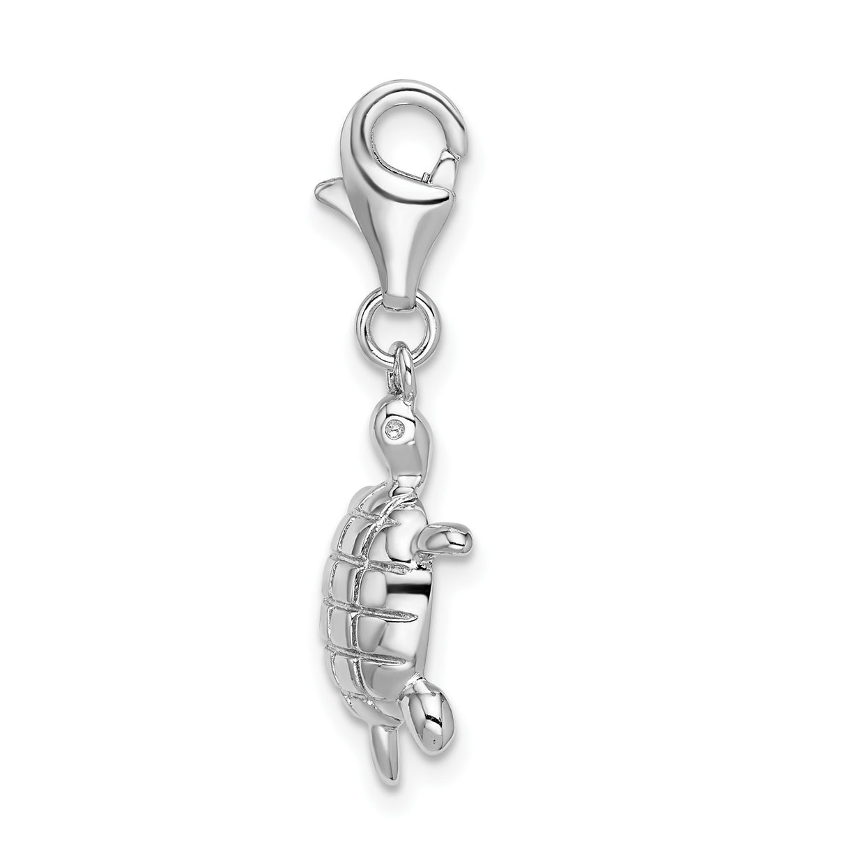 Sterling Silver Turtle Charm Pendant with Detailed Shell Design, Ocean Animal Theme