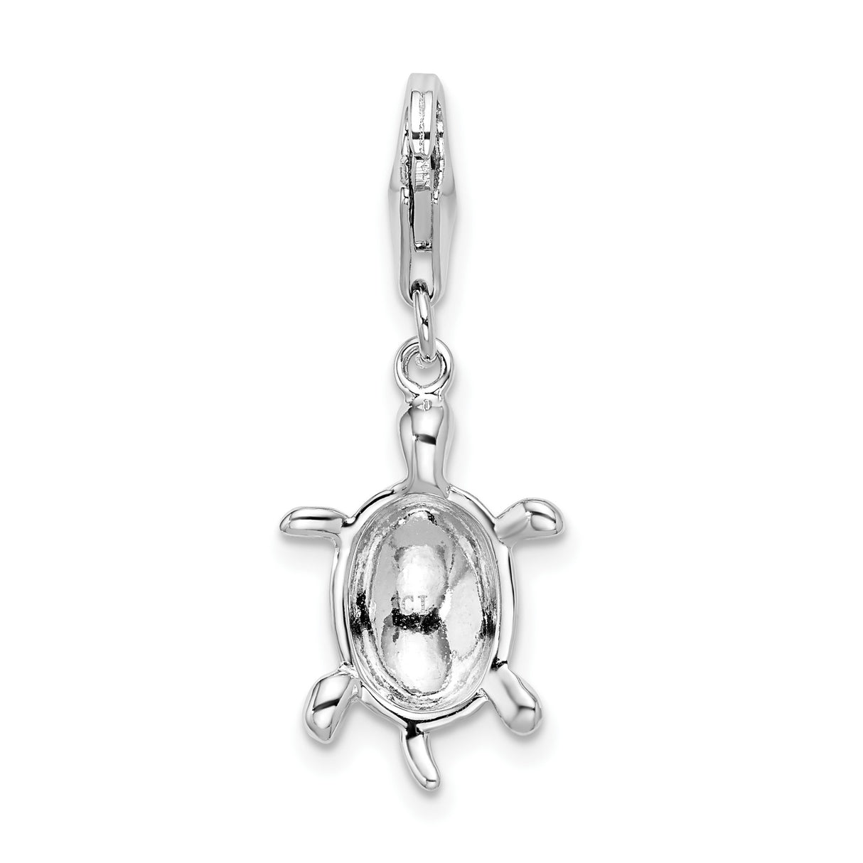 Sterling Silver Turtle Charm Pendant with Detailed Shell Design, Ocean Animal Theme