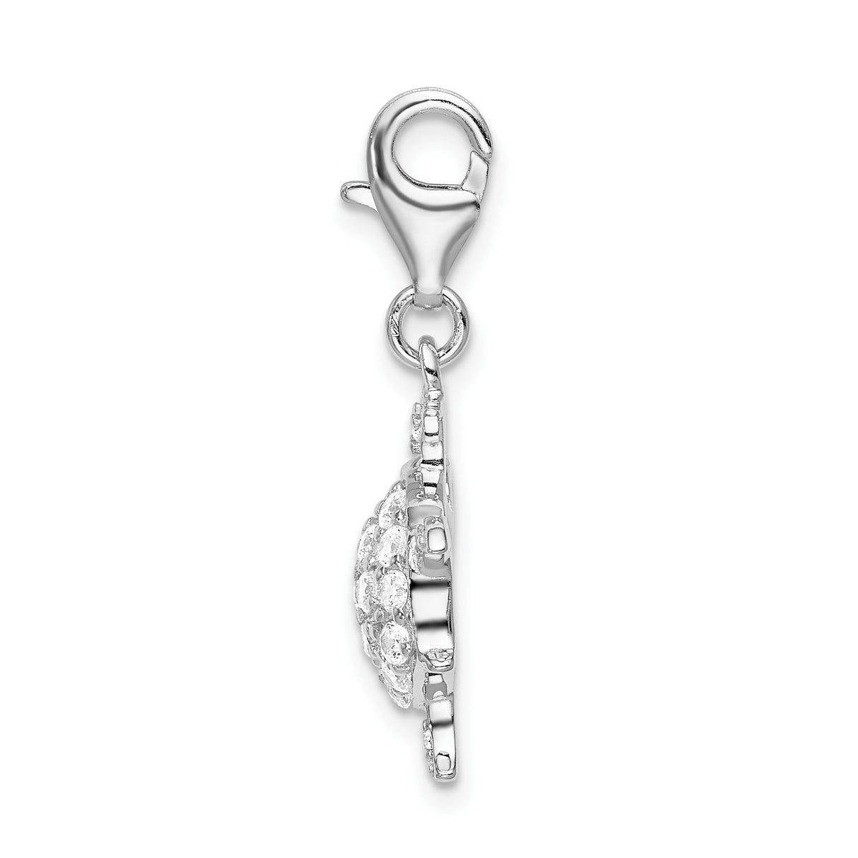 Sterling Silver Turtle Pendant with Cubic Zirconia, Ocean-Inspired Animal Charm