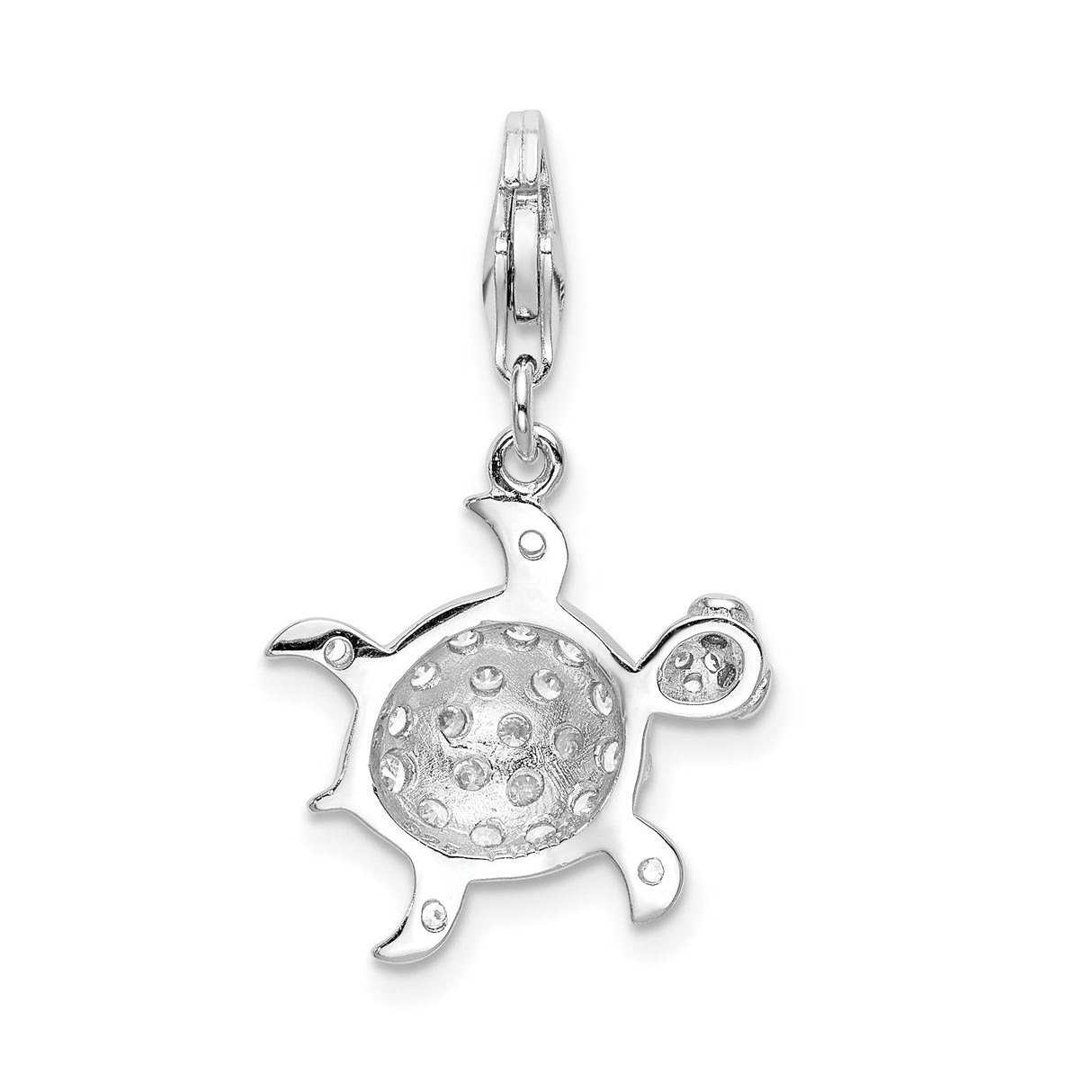Sterling Silver Turtle Pendant with Cubic Zirconia, Ocean-Inspired Animal Charm