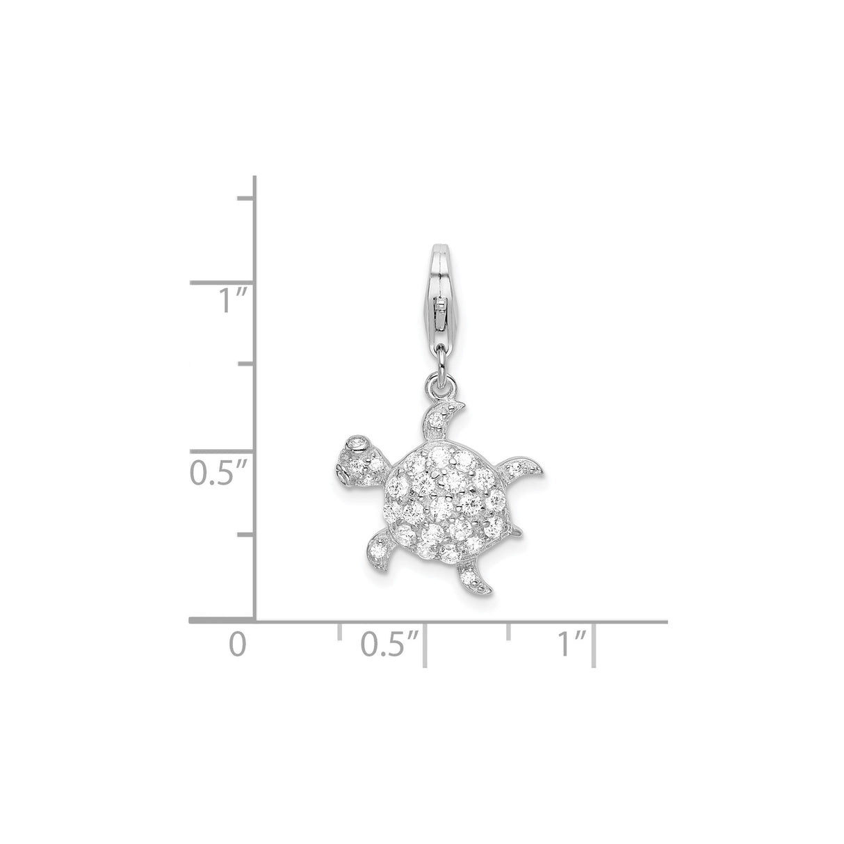 Sterling Silver Turtle Pendant with Cubic Zirconia, Ocean-Inspired Animal Charm