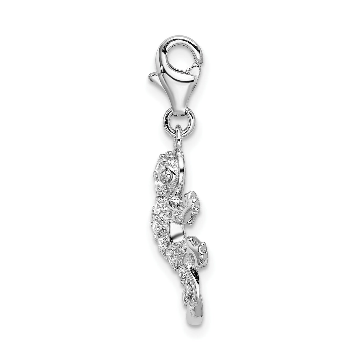 Sterling Silver Gecko Pendant with Cubic Zirconia, Animal Totem Jewelry for Women