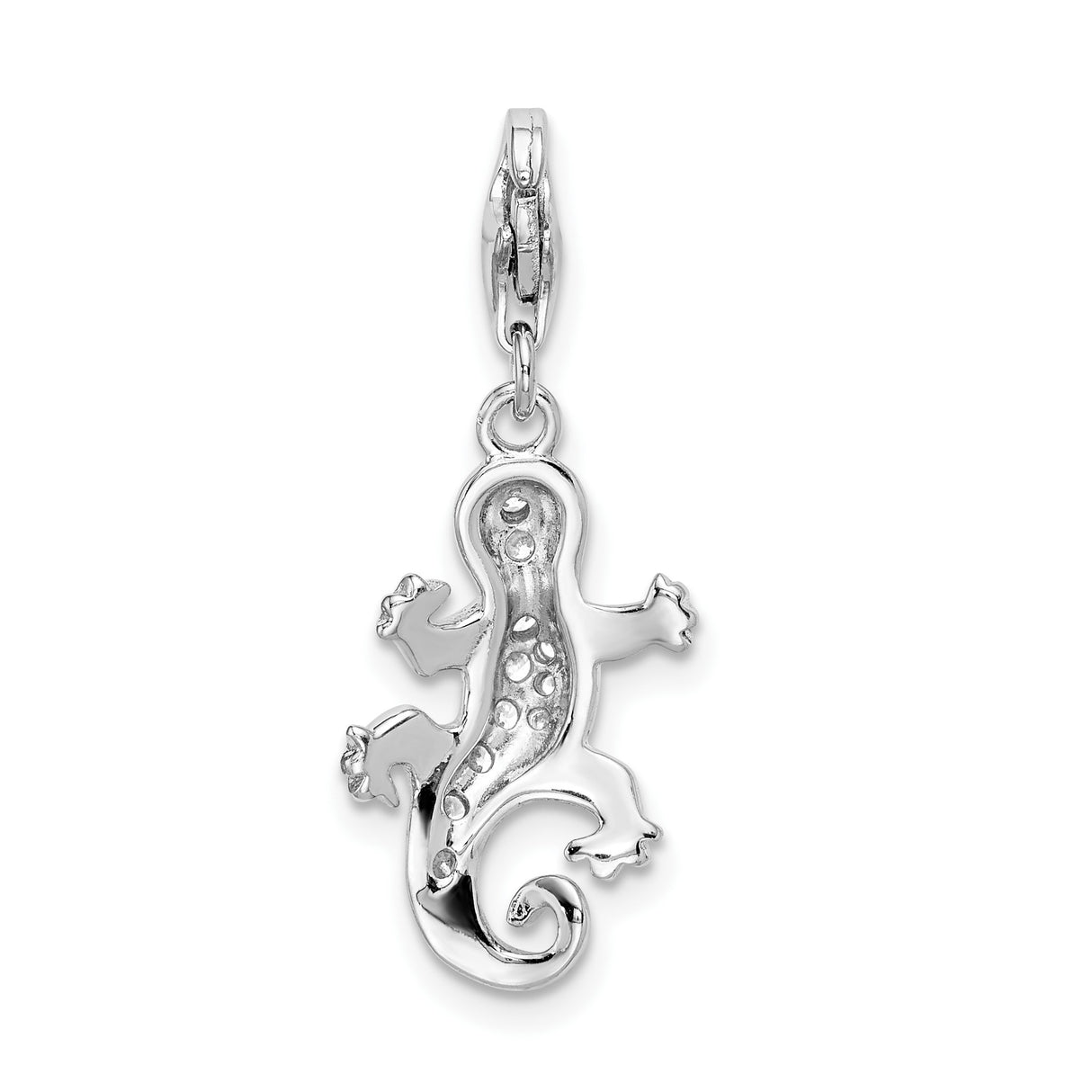 Sterling Silver Gecko Pendant with Cubic Zirconia, Animal Totem Jewelry for Women