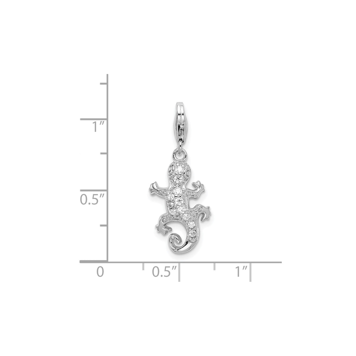 Sterling Silver Gecko Pendant with Cubic Zirconia, Animal Totem Jewelry for Women