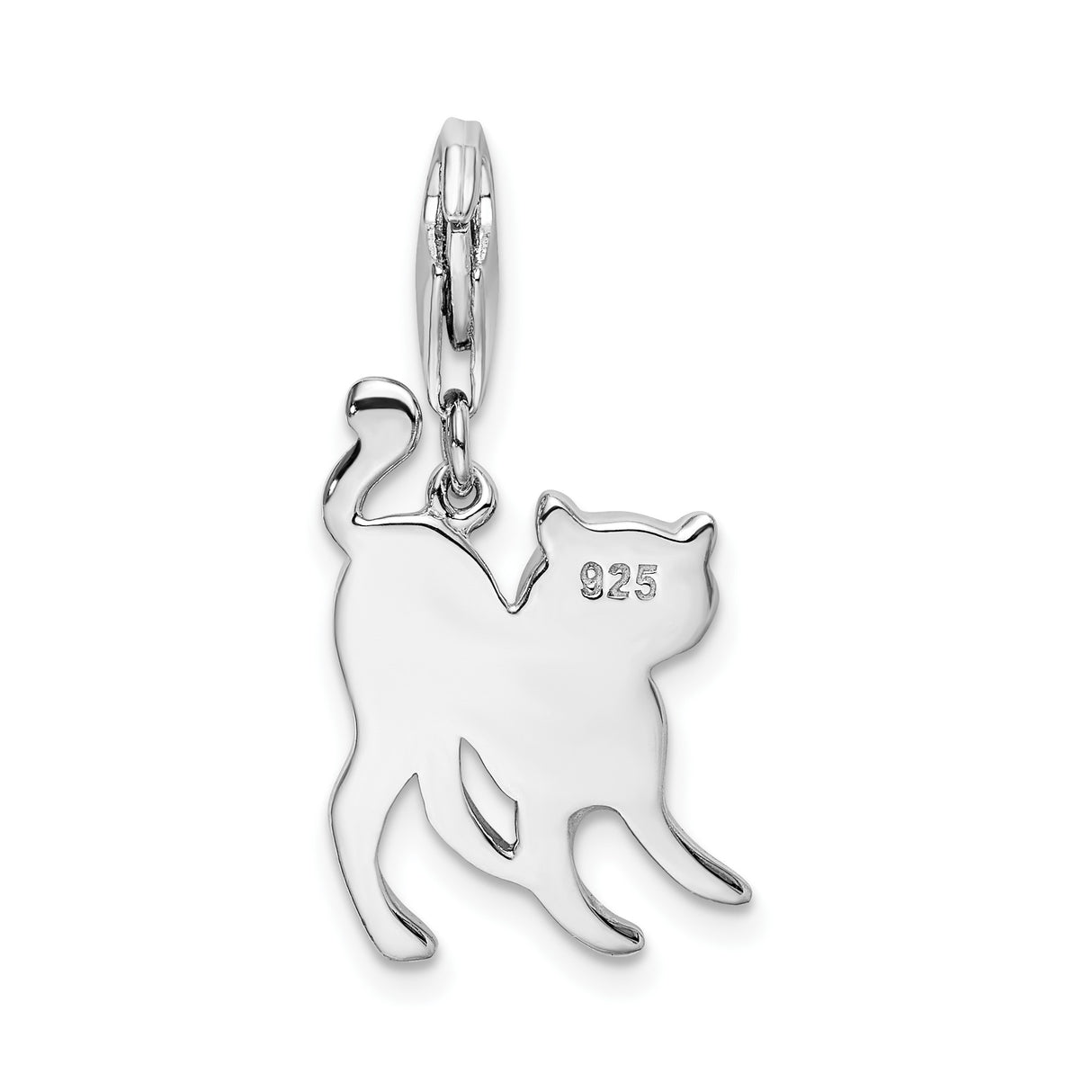 Sterling Silver Cat Pendant or Bracelet Charm with Stretching Feline Design