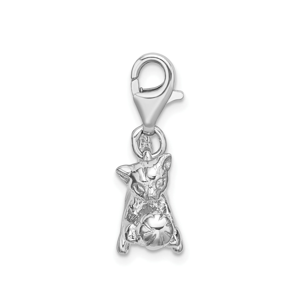Sterling Silver Cat Pendant with Playful Kitten and Ball, Whimsical Animal Jewelry for Women
