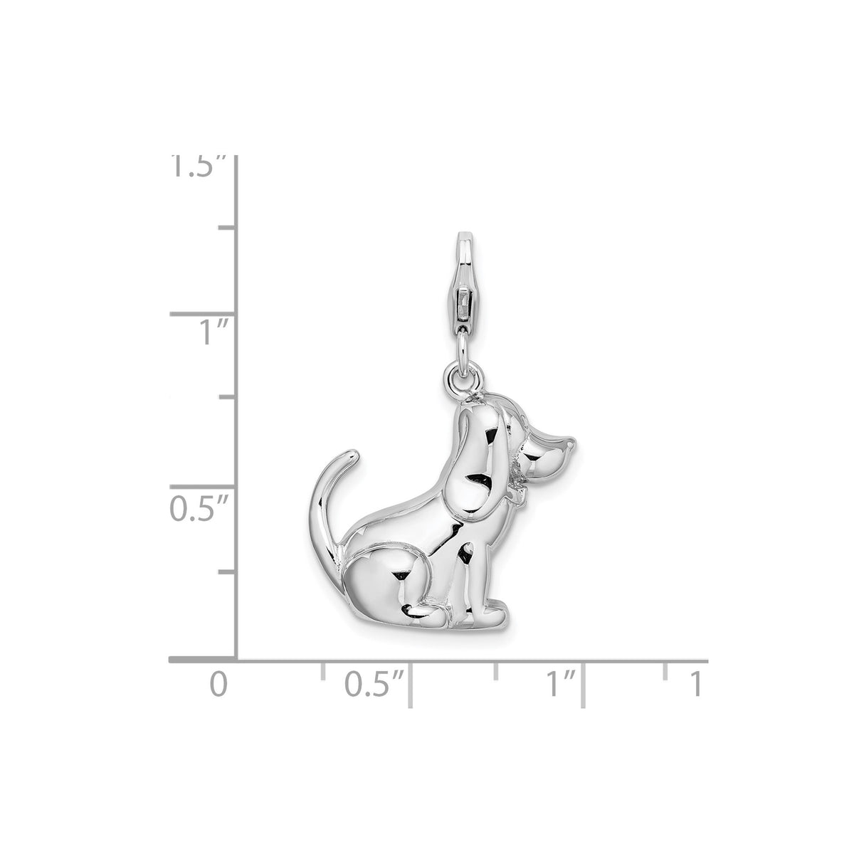 Sterling Silver Dog Charm Pendant with Sitting Beagle Puppy Design for Women or Charm Bracelet
