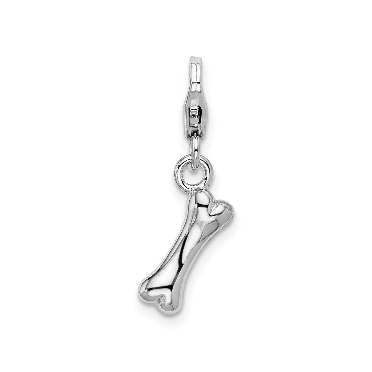 Sterling Silver Dog Bone Charm Pendant, Polished Pet Keepsake for Dog Lovers, Unisex Memorial Jewelry