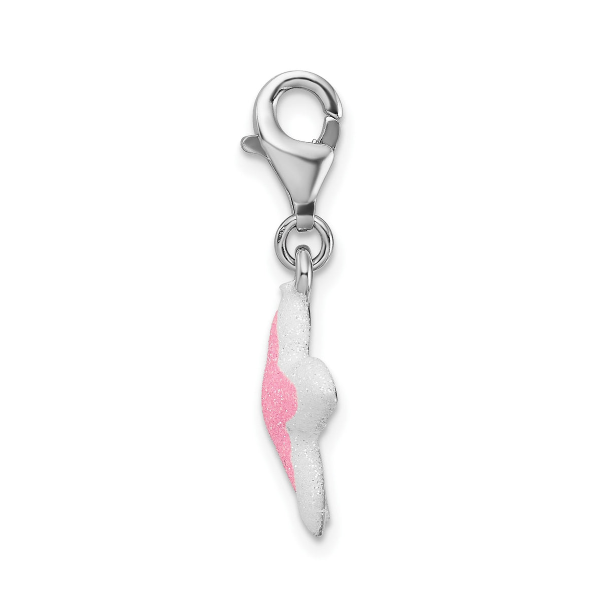 Sterling Silver Starfish Charm with Pink Glitter Enamel, Nautical Beach Theme Pendant for Women or Girls