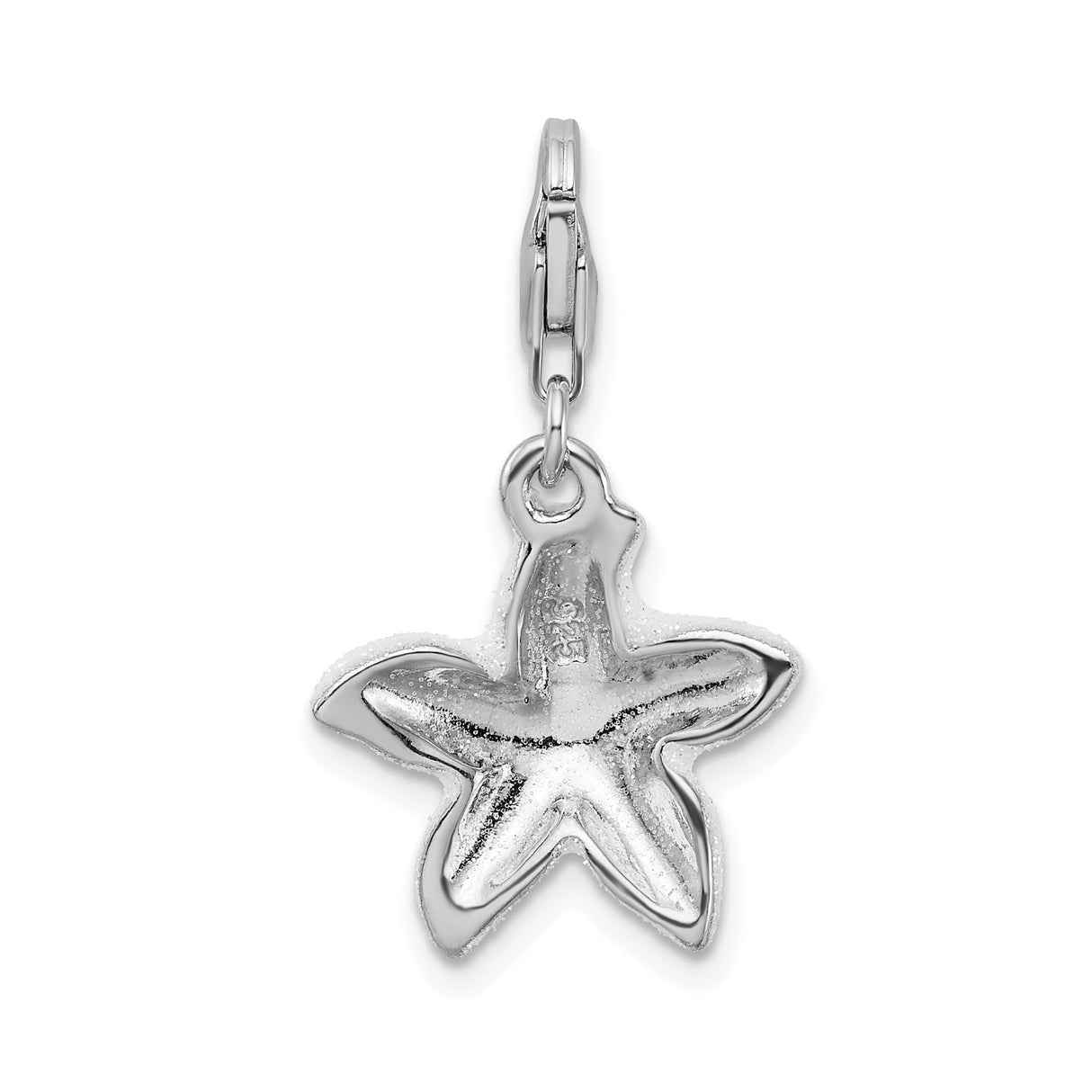Sterling Silver Starfish Charm with Pink Glitter Enamel, Nautical Beach Theme Pendant for Women or Girls
