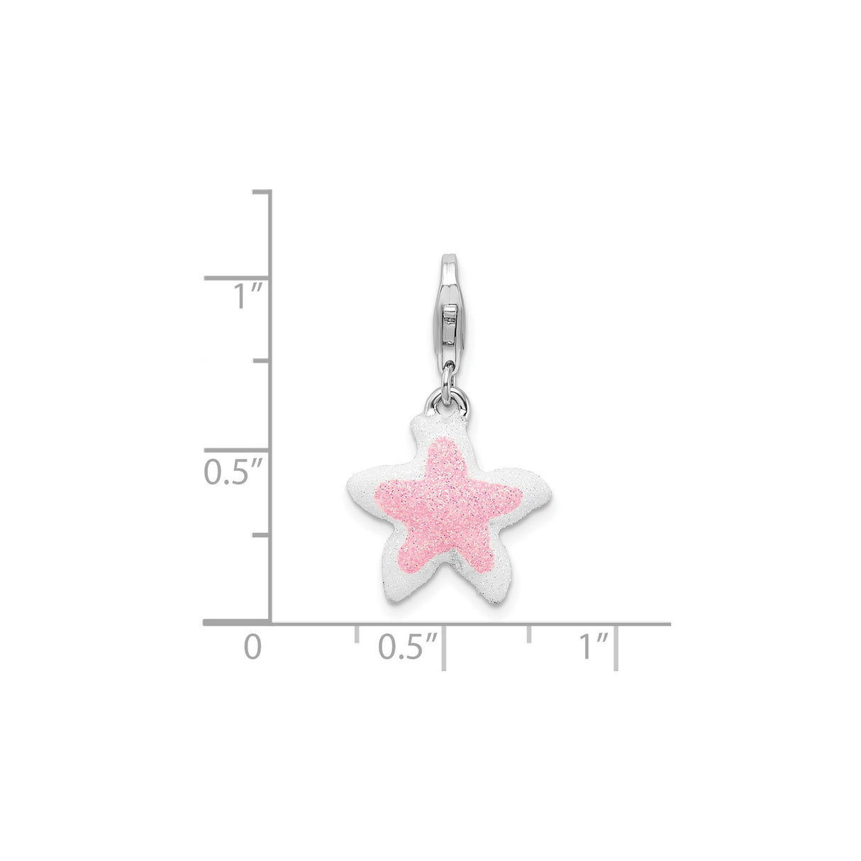 Sterling Silver Starfish Charm with Pink Glitter Enamel, Nautical Beach Theme Pendant for Women or Girls