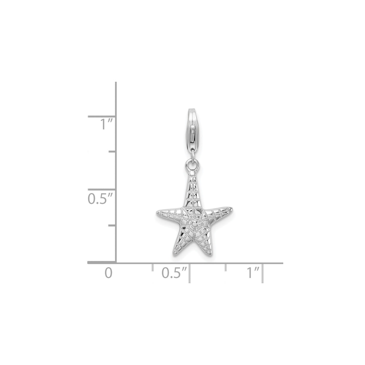 Sterling Silver Starfish Charm Pendant with Textured Nautical Design