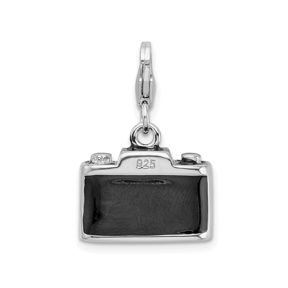 Sterling Silver Camera Charm Pendant with Cubic Zirconia, Vintage Photography Design