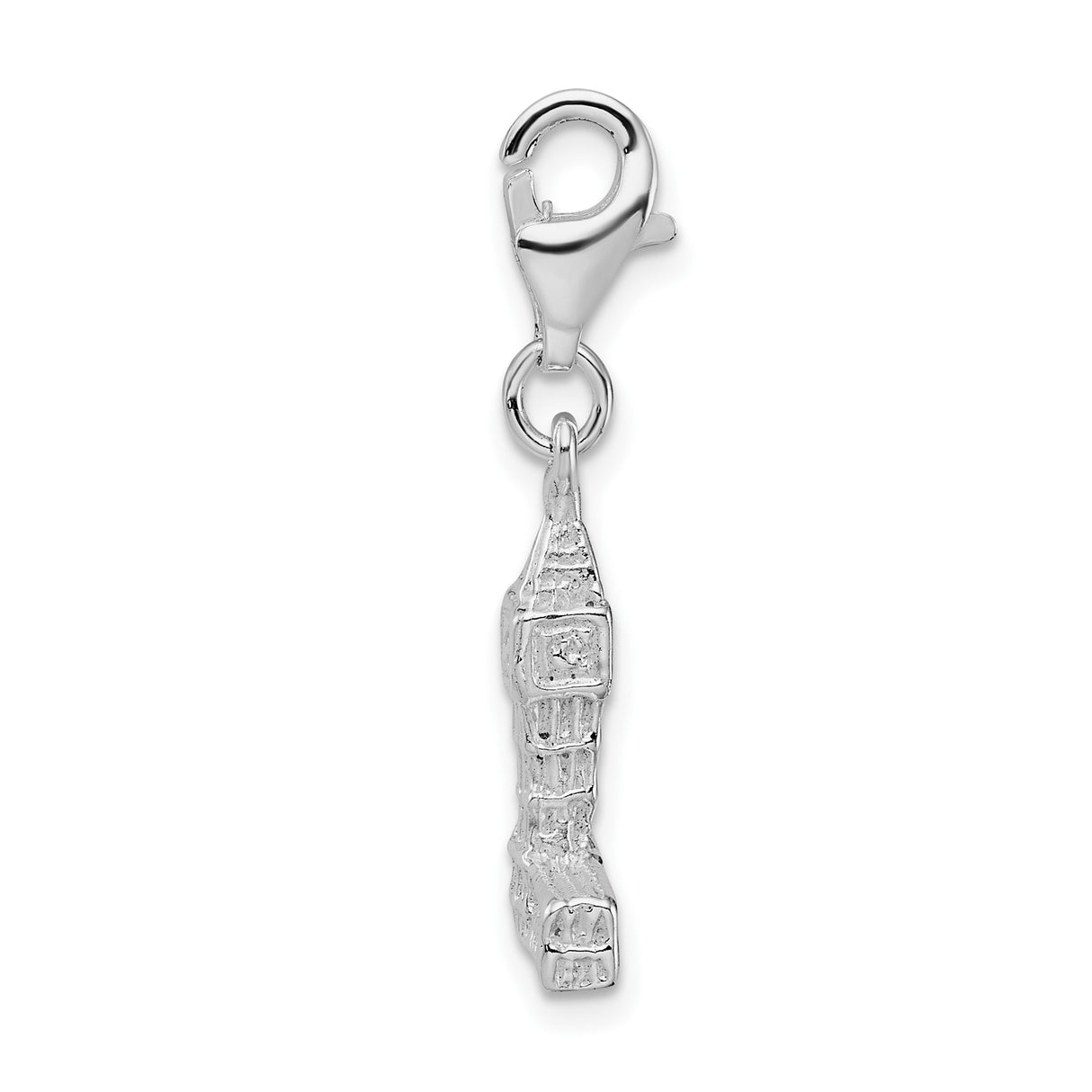 Sterling Silver Big Ben Charm, 3D London Clock Tower Pendant with Lobster Clasp