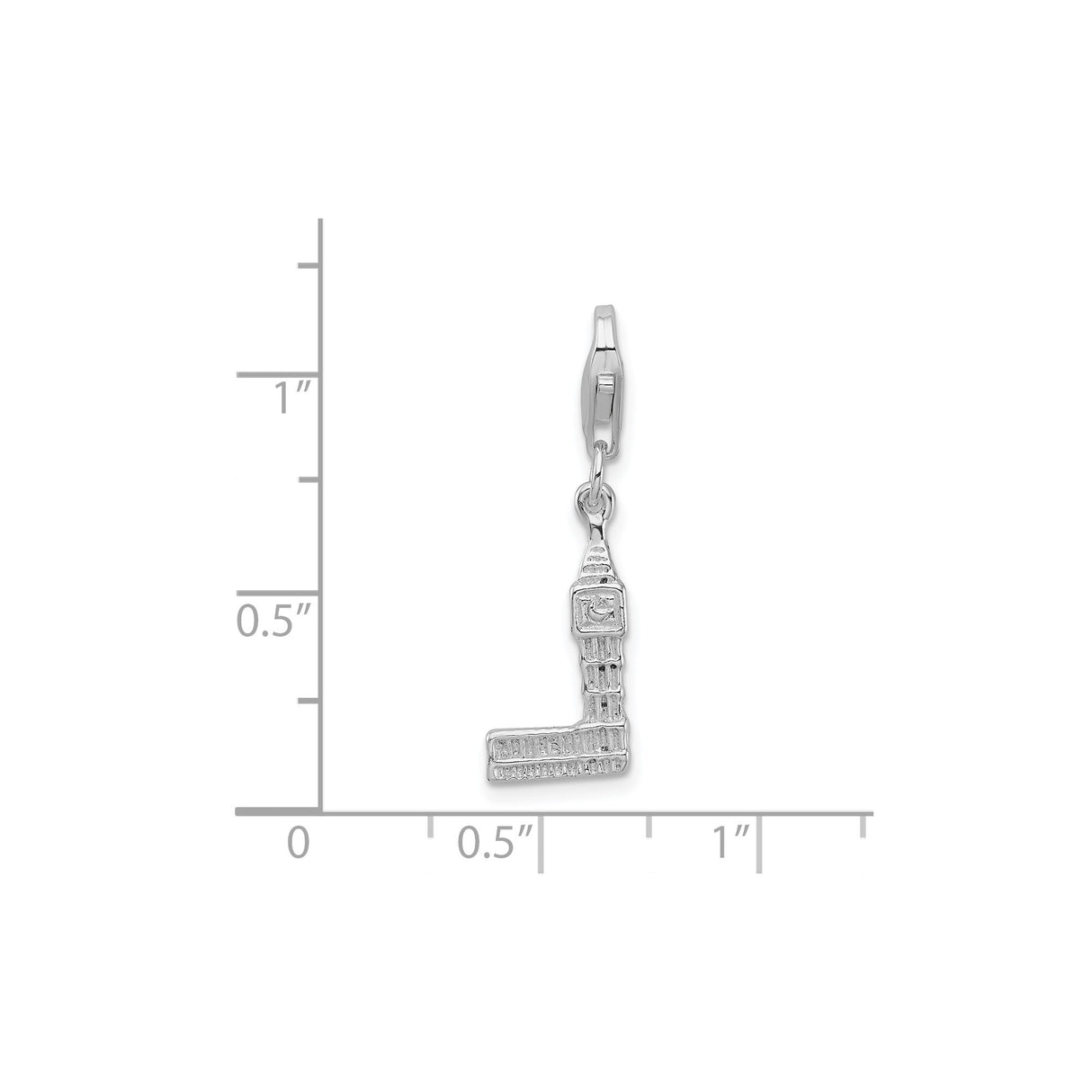 Sterling Silver Big Ben Charm, 3D London Clock Tower Pendant with Lobster Clasp