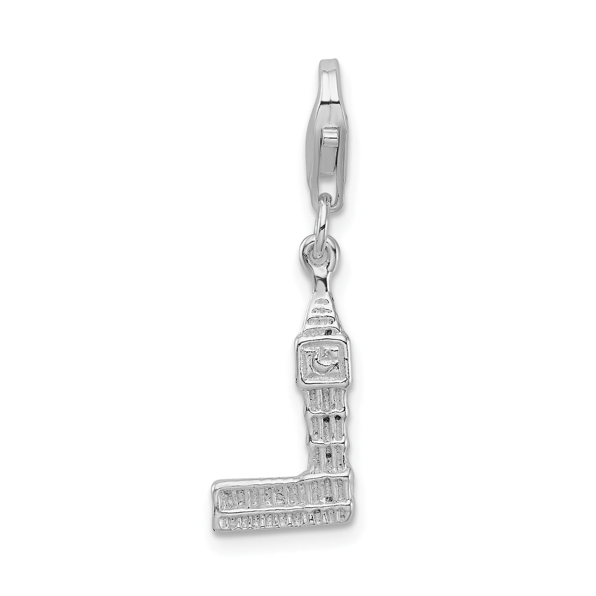 Sterling Silver Big Ben Charm, 3D London Clock Tower Pendant with Lobster Clasp