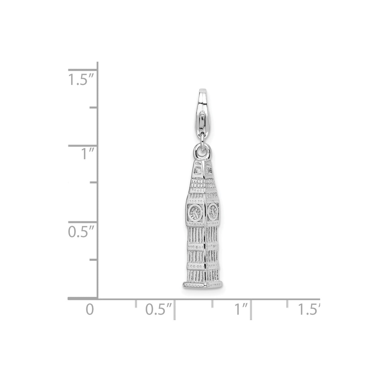 Sterling Silver Big Ben Pendant Charm, London Clock Tower Travel Jewelry