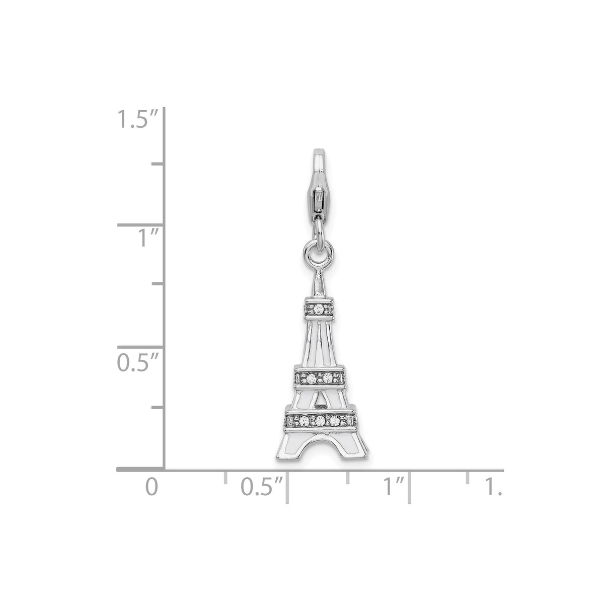 Sterling Silver Eiffel Tower Pendant with Cubic Zirconia, Paris Landmark Charm