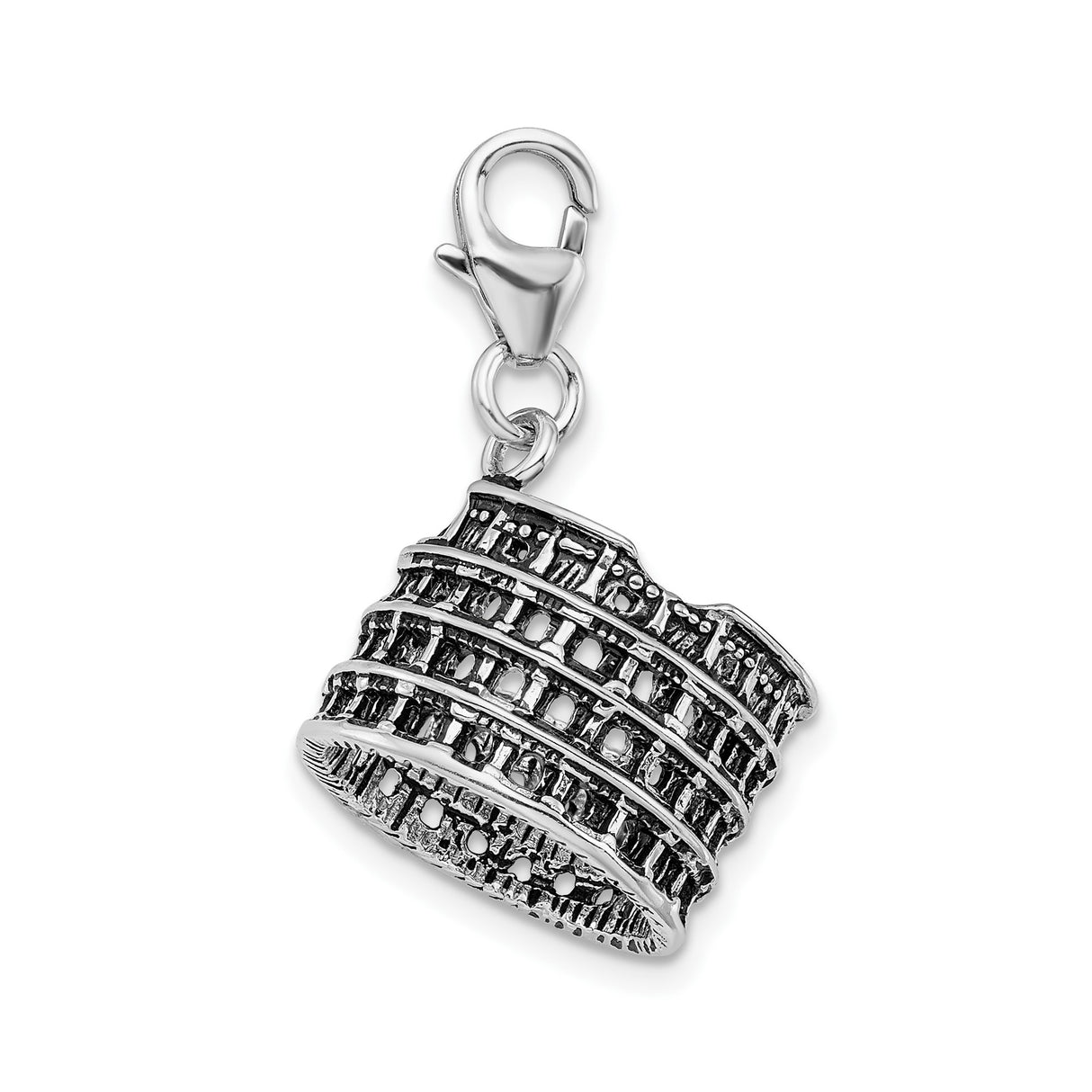 Sterling Silver Colosseum Charm Pendant, Roman Landmark Travel Souvenir Jewelry for Women