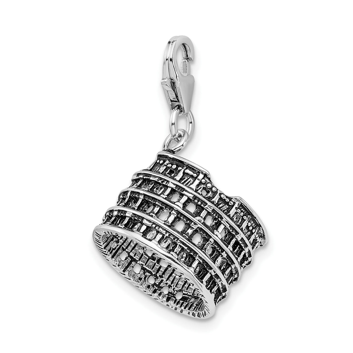 Sterling Silver Colosseum Charm Pendant, Roman Landmark Travel Souvenir Jewelry for Women