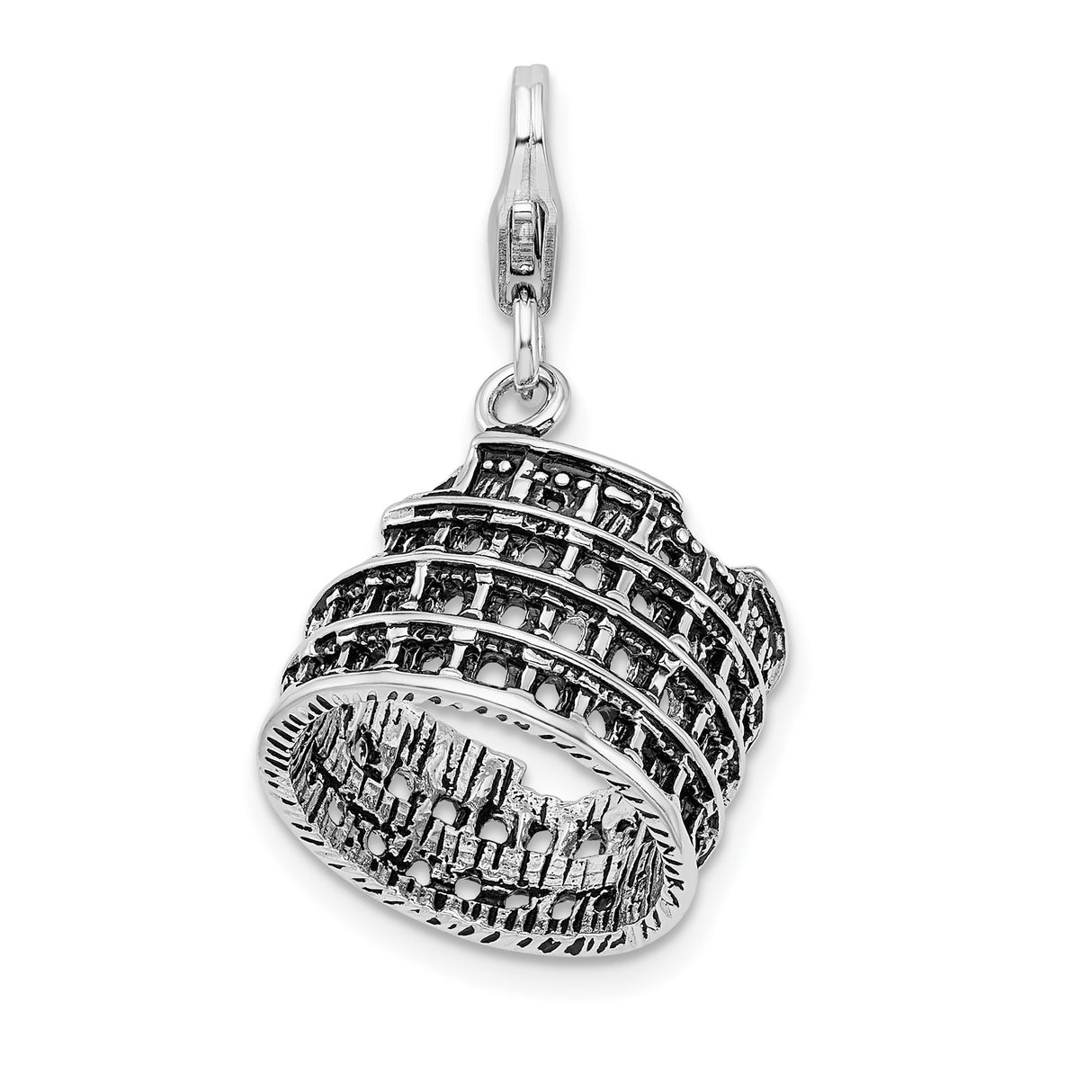 Sterling Silver Colosseum Charm Pendant, Roman Landmark Travel Souvenir Jewelry for Women