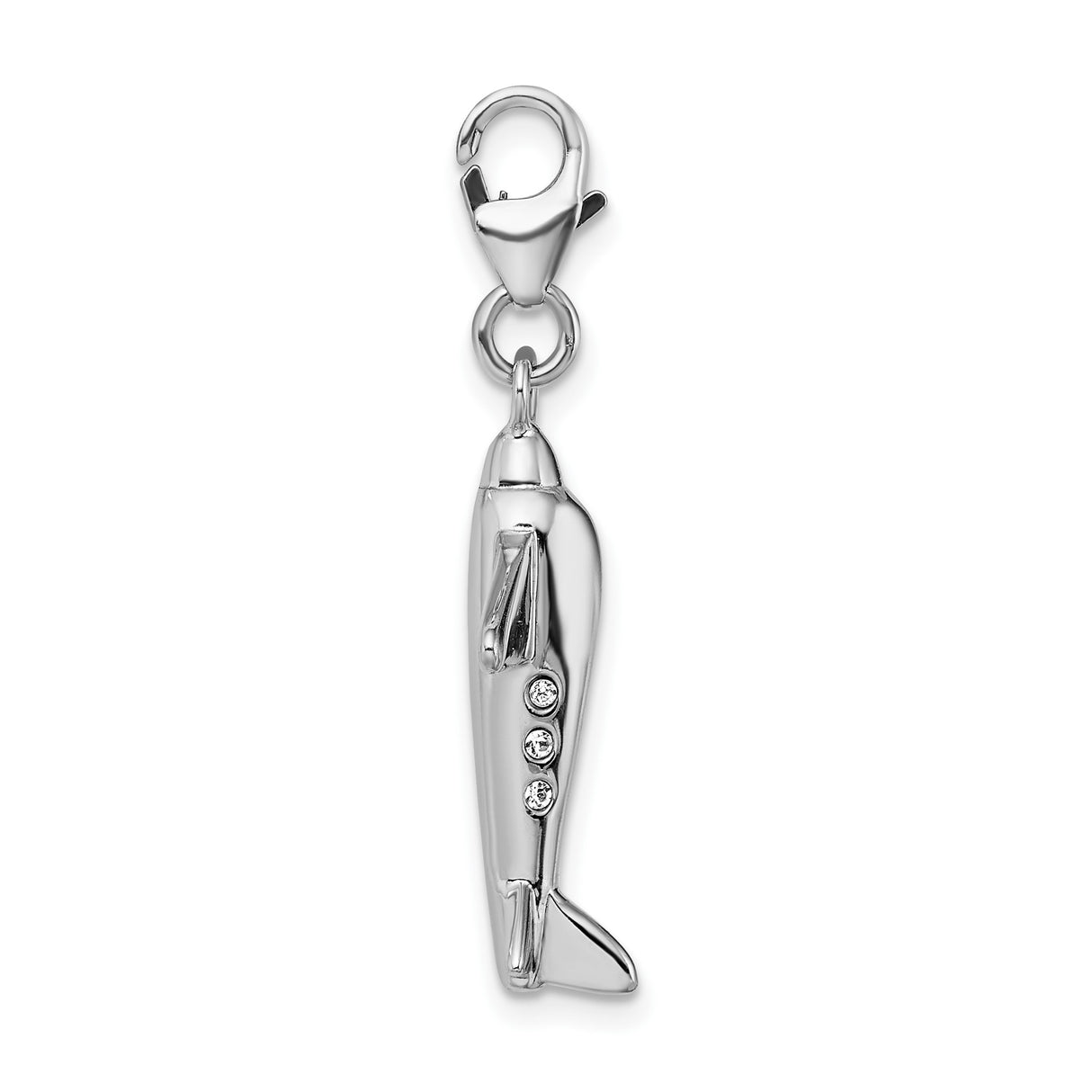 Sterling Silver Airplane Pendant with Crystal, Jet Charm for Travel Lovers and Pilots