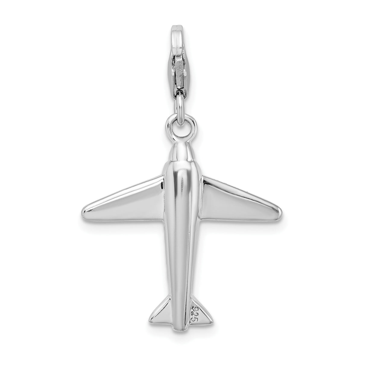 Sterling Silver Airplane Pendant with Crystal, Jet Charm for Travel Lovers and Pilots