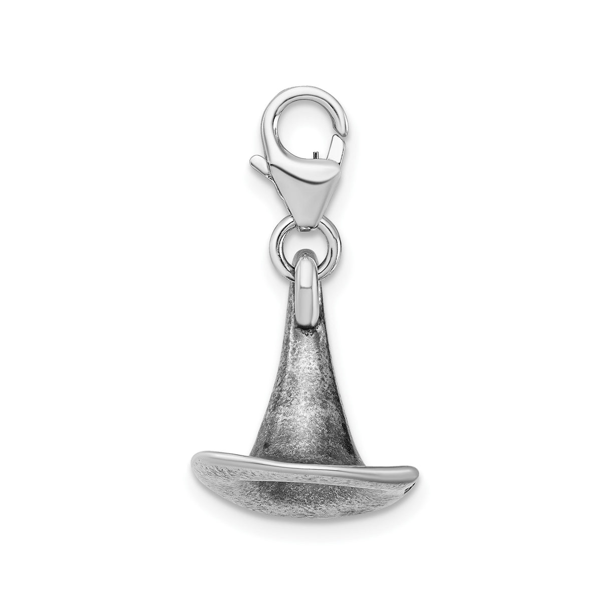 Sterling Silver Witch Hat Pendant, 3D Pointed Hat Charm, Mystical Fantasy Jewelry for Women or Unisex