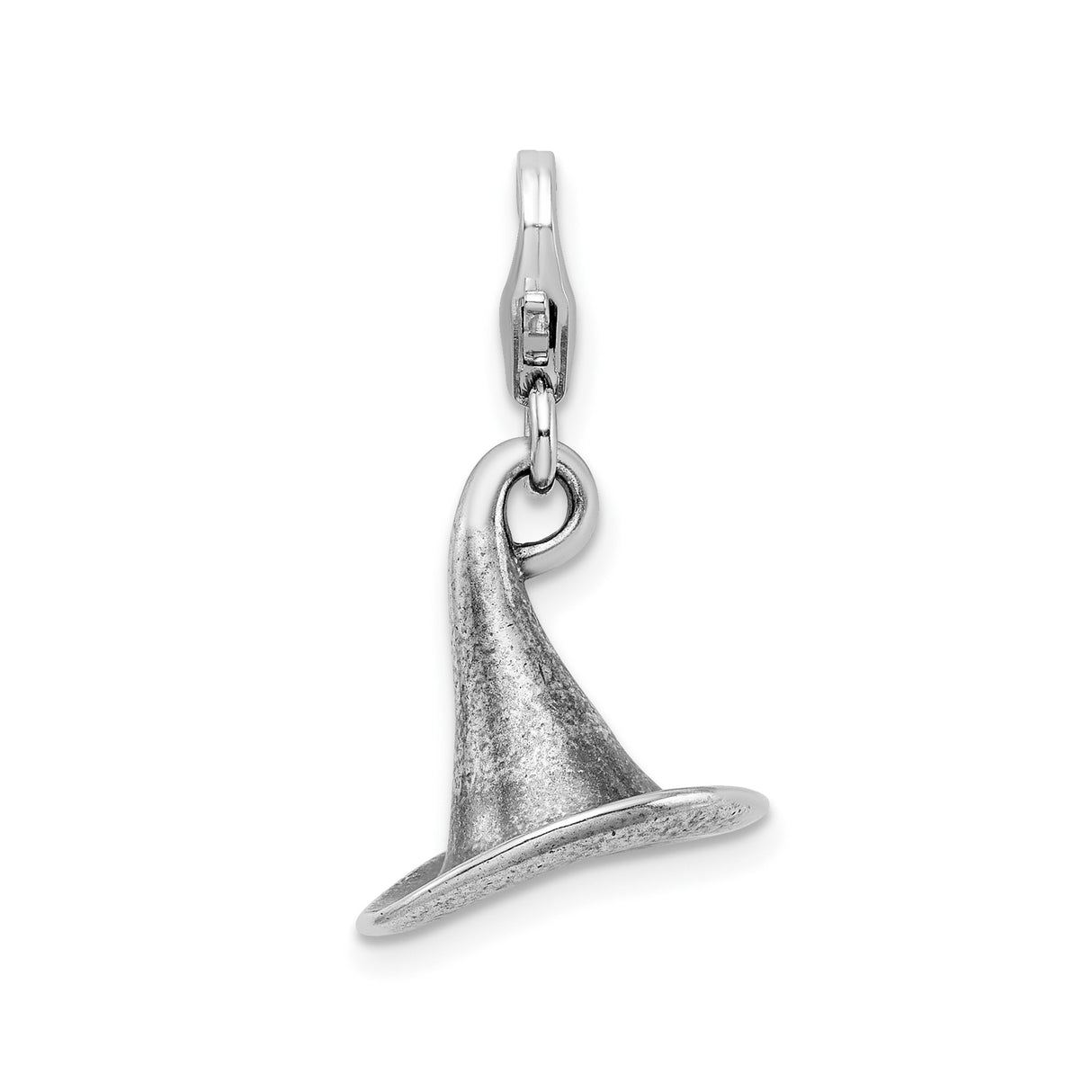 Sterling Silver Witch Hat Pendant, 3D Pointed Hat Charm, Mystical Fantasy Jewelry for Women or Unisex