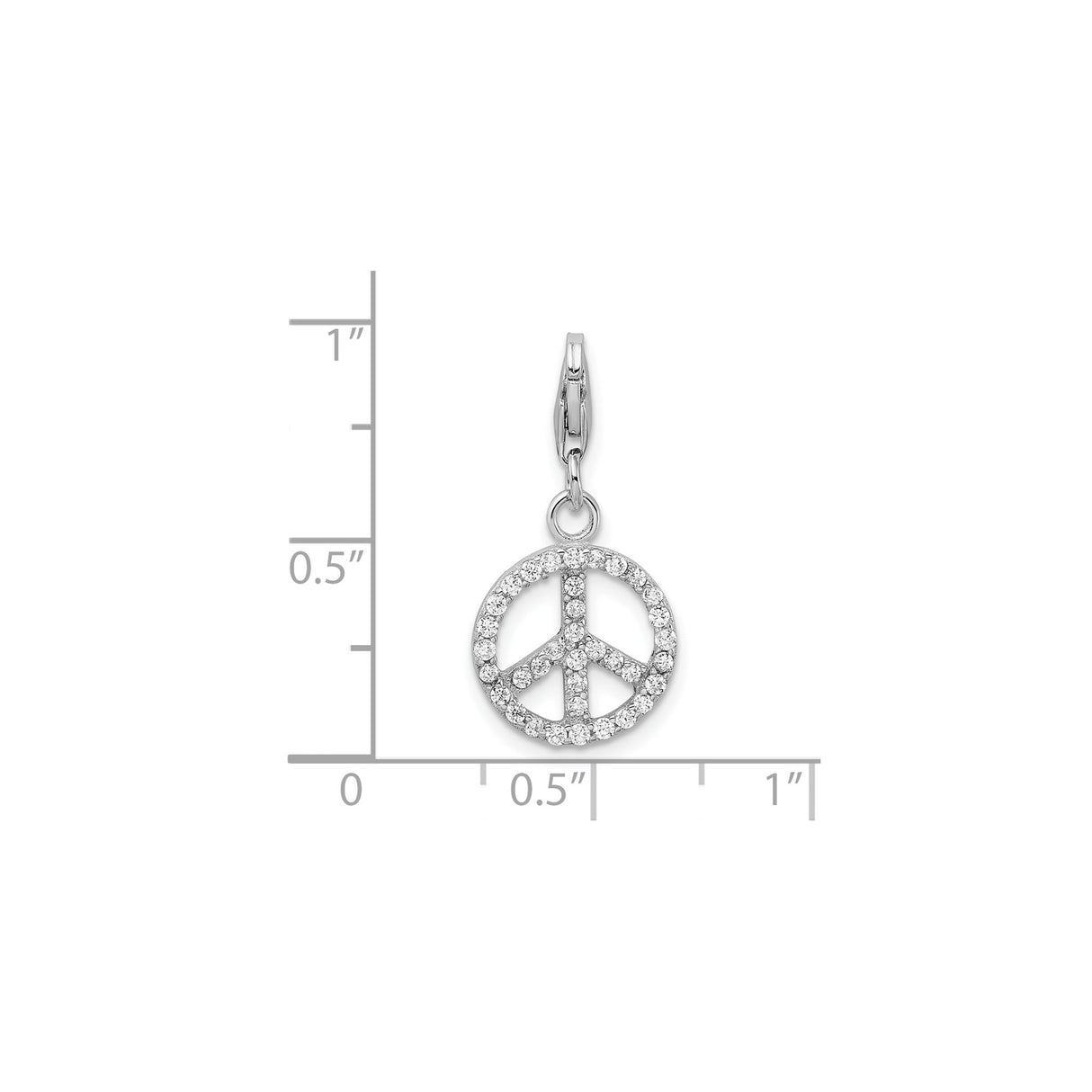 Sterling Silver Peace Sign Pendant with Cubic Zirconia, Boho Spiritual Jewelry Charm