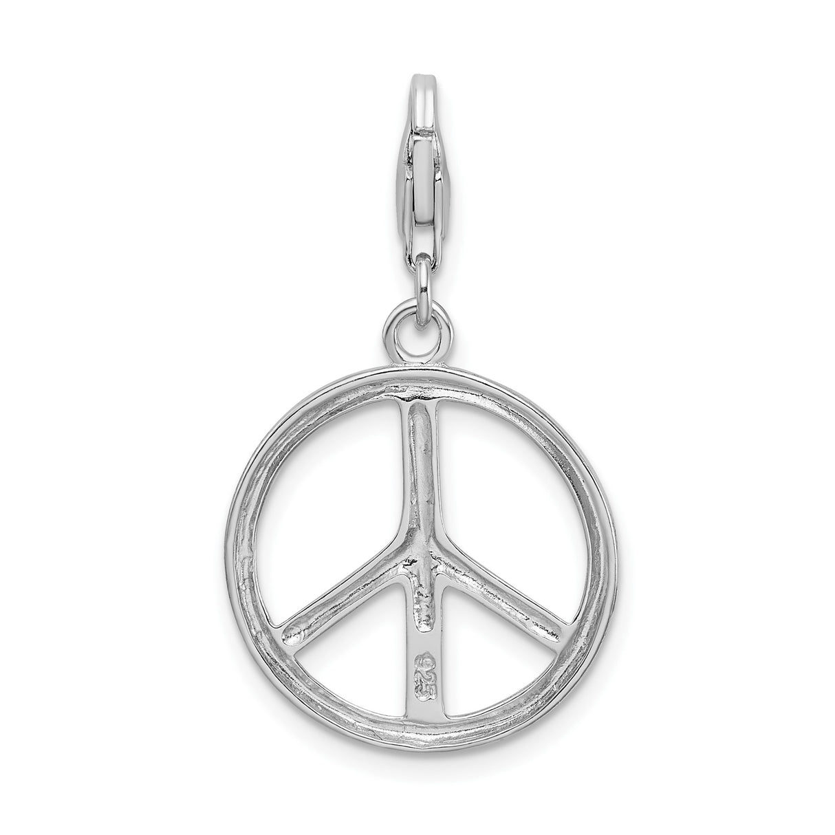 Sterling Silver Peace Sign Pendant, Open Circle Harmony Charm, Bohemian Retro Style