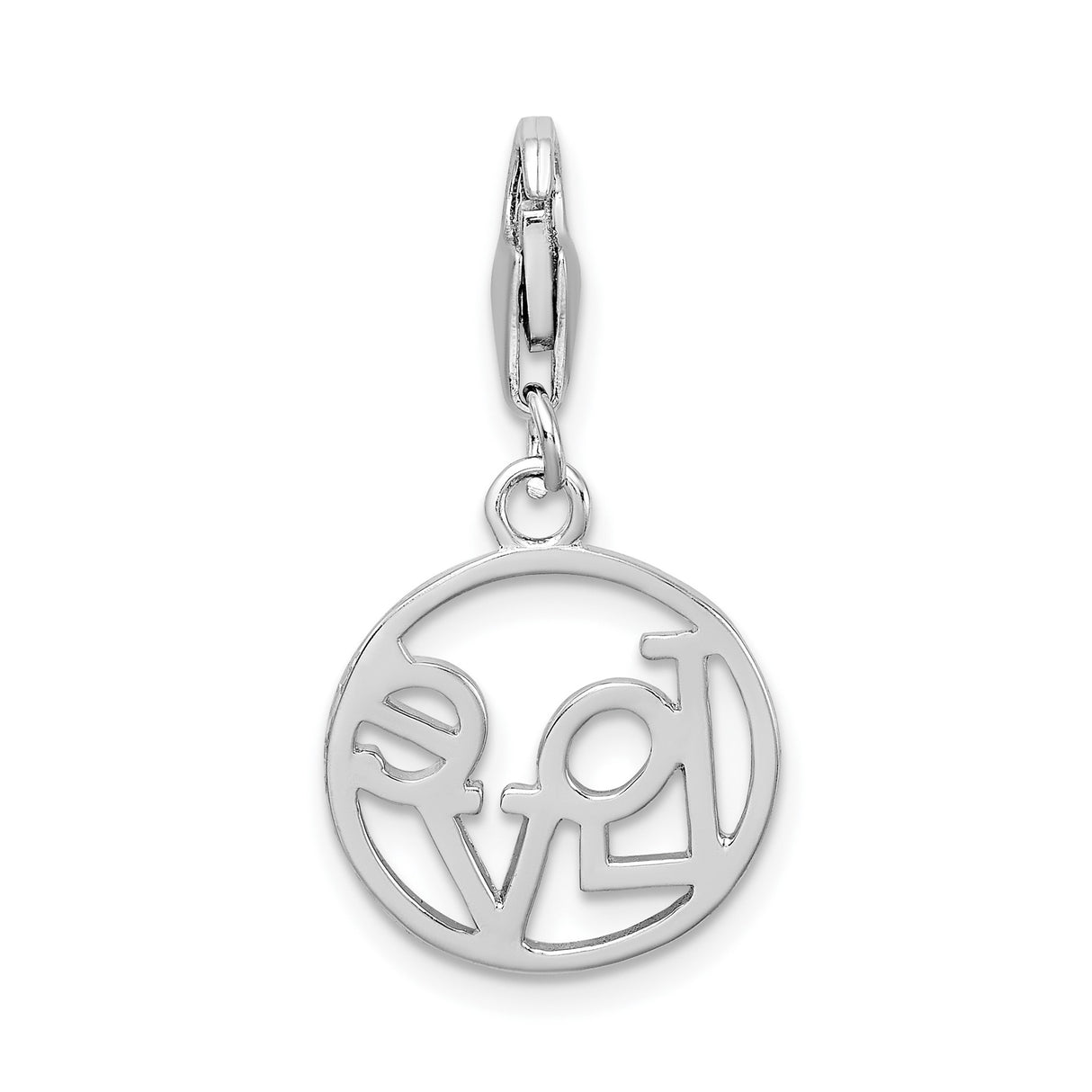 Sterling Silver Love Charm Pendant with Circle Cutout Design for Women