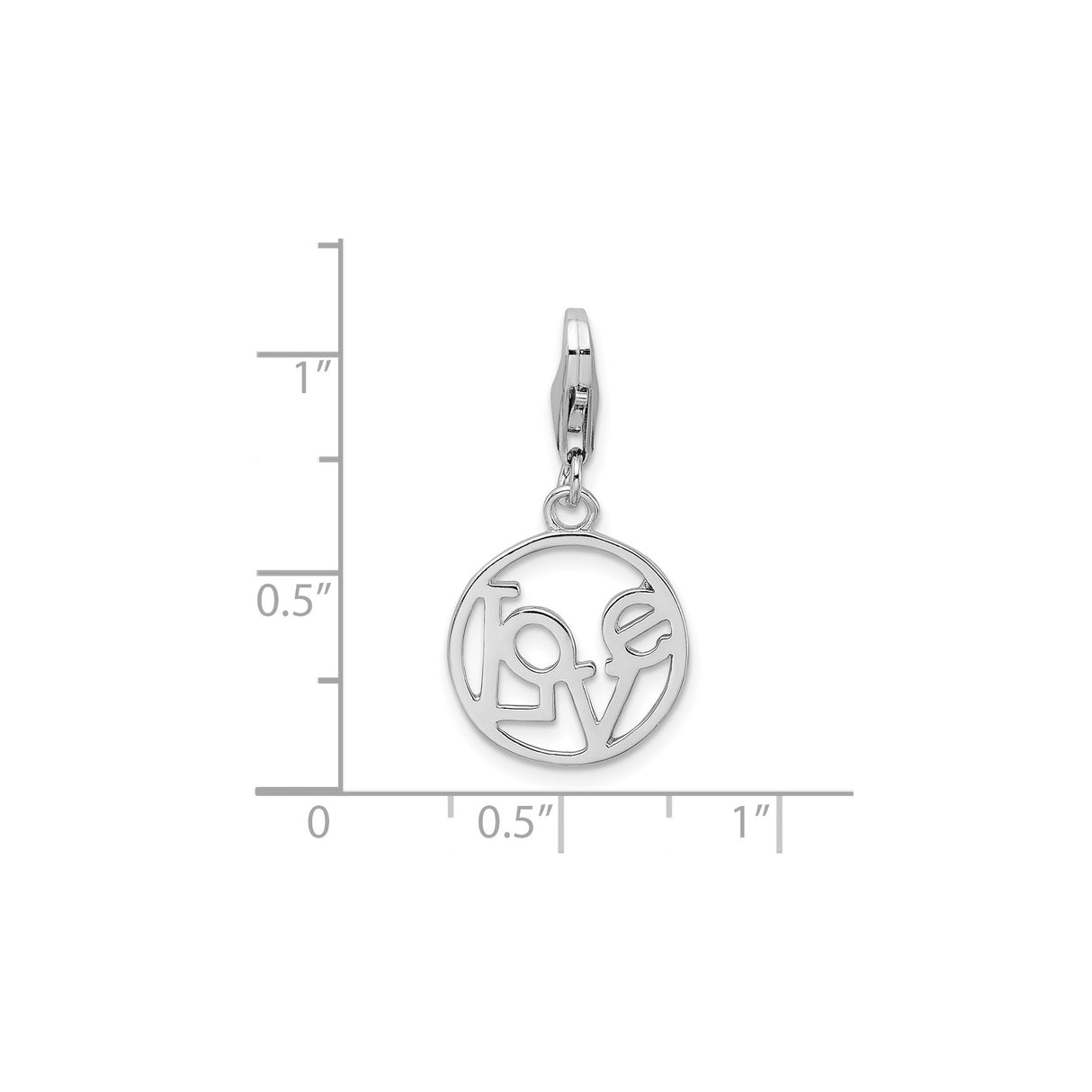 Sterling Silver Love Charm Pendant with Circle Cutout Design for Women