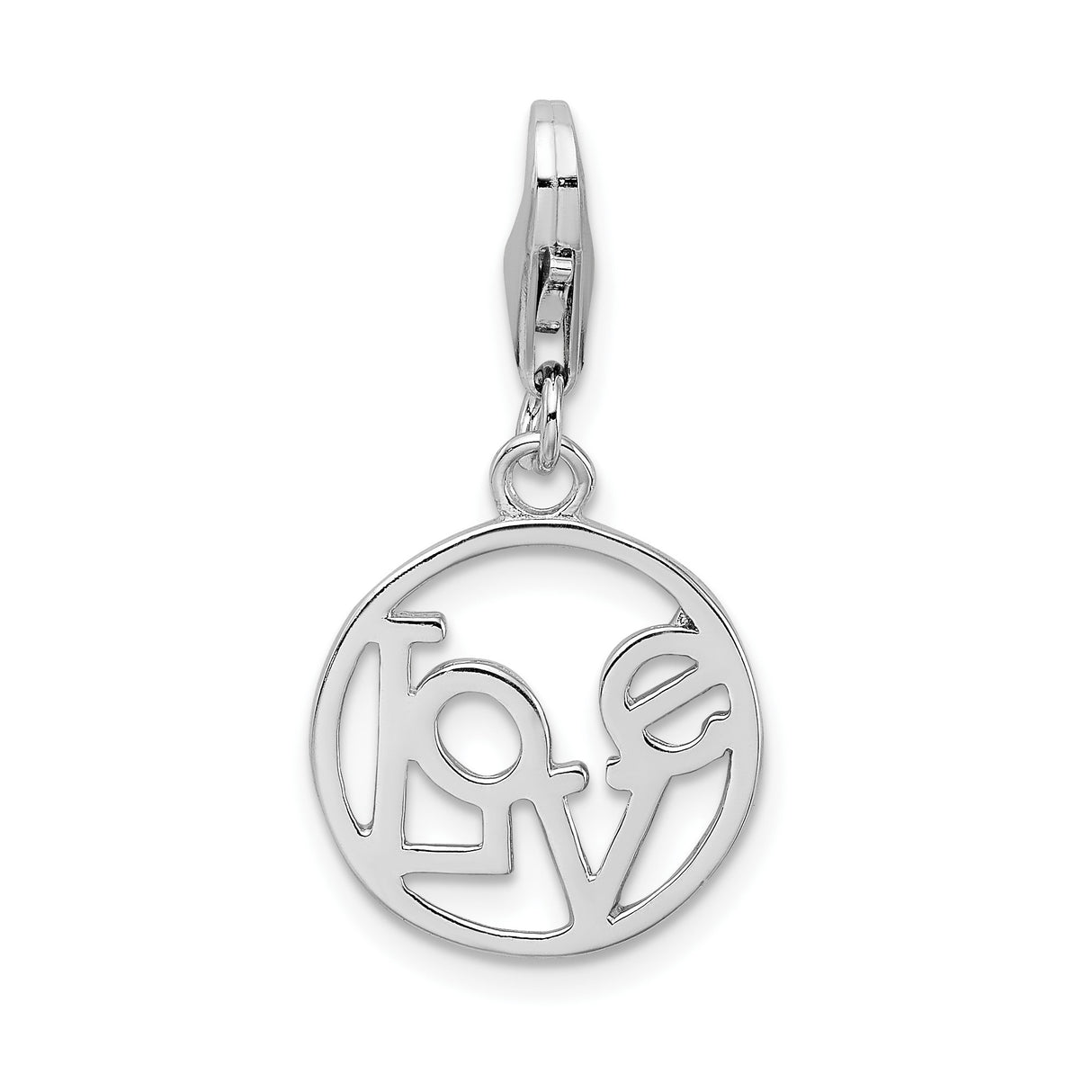 Sterling Silver Love Charm Pendant with Circle Cutout Design for Women