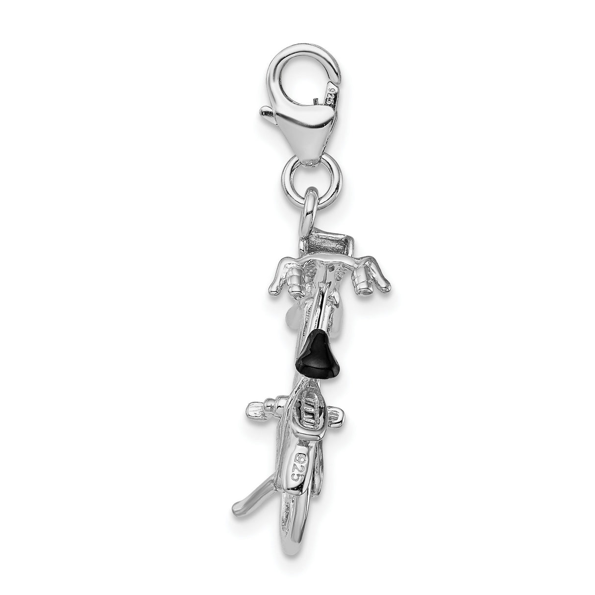 3-D Moveable Bicycle Clip-On Charm Pendant in Real 925 Sterling Silver