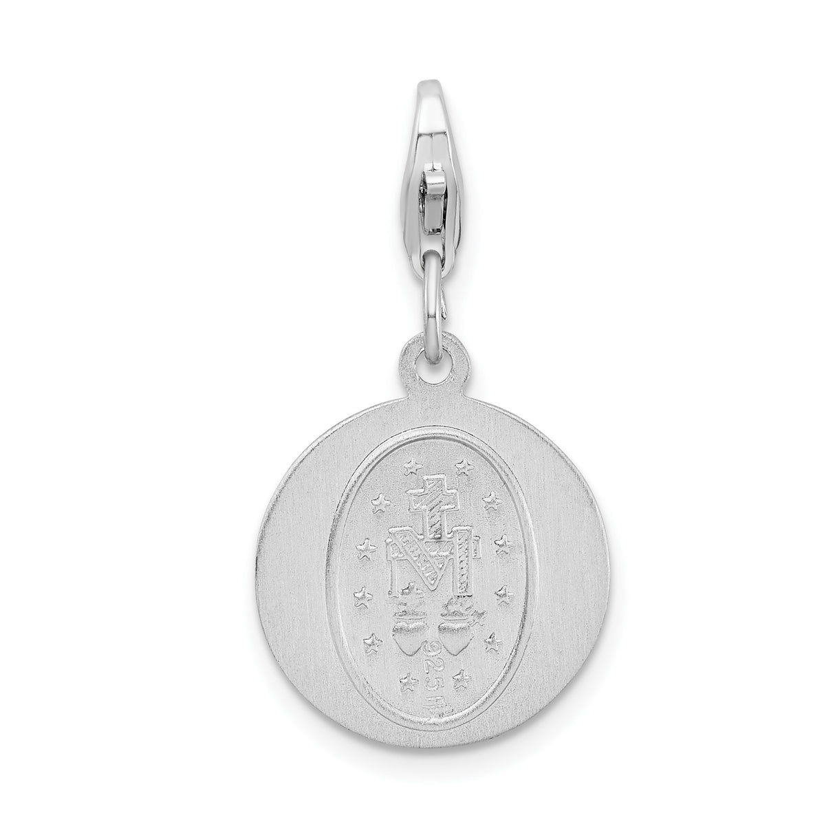 Sterling Silver Miraculous Medal Pendant with Virgin Mary Inscription, Catholic Religious Charm