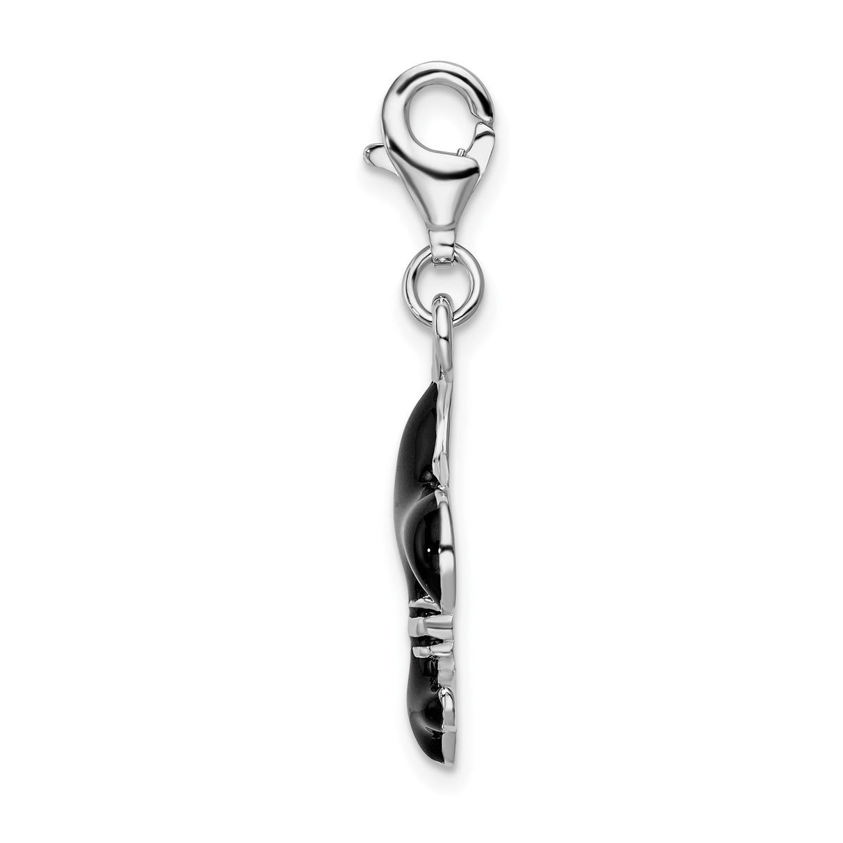 Sterling Silver Fleur-de-Lis Charm Pendant with Black Enamel Detailing