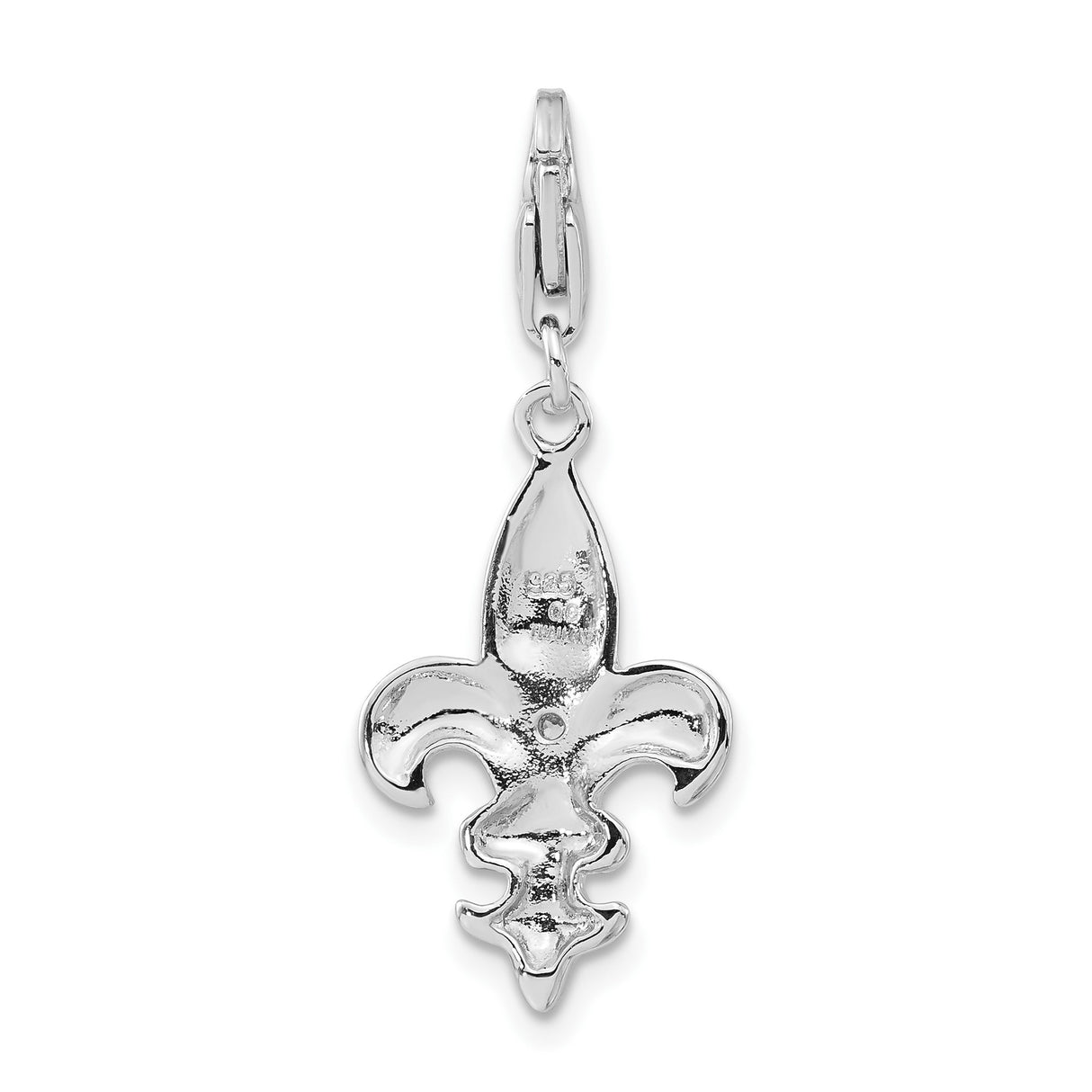 Sterling Silver Fleur De Lis Pendant with Cubic Zirconia, French Heritage Catholic Charm