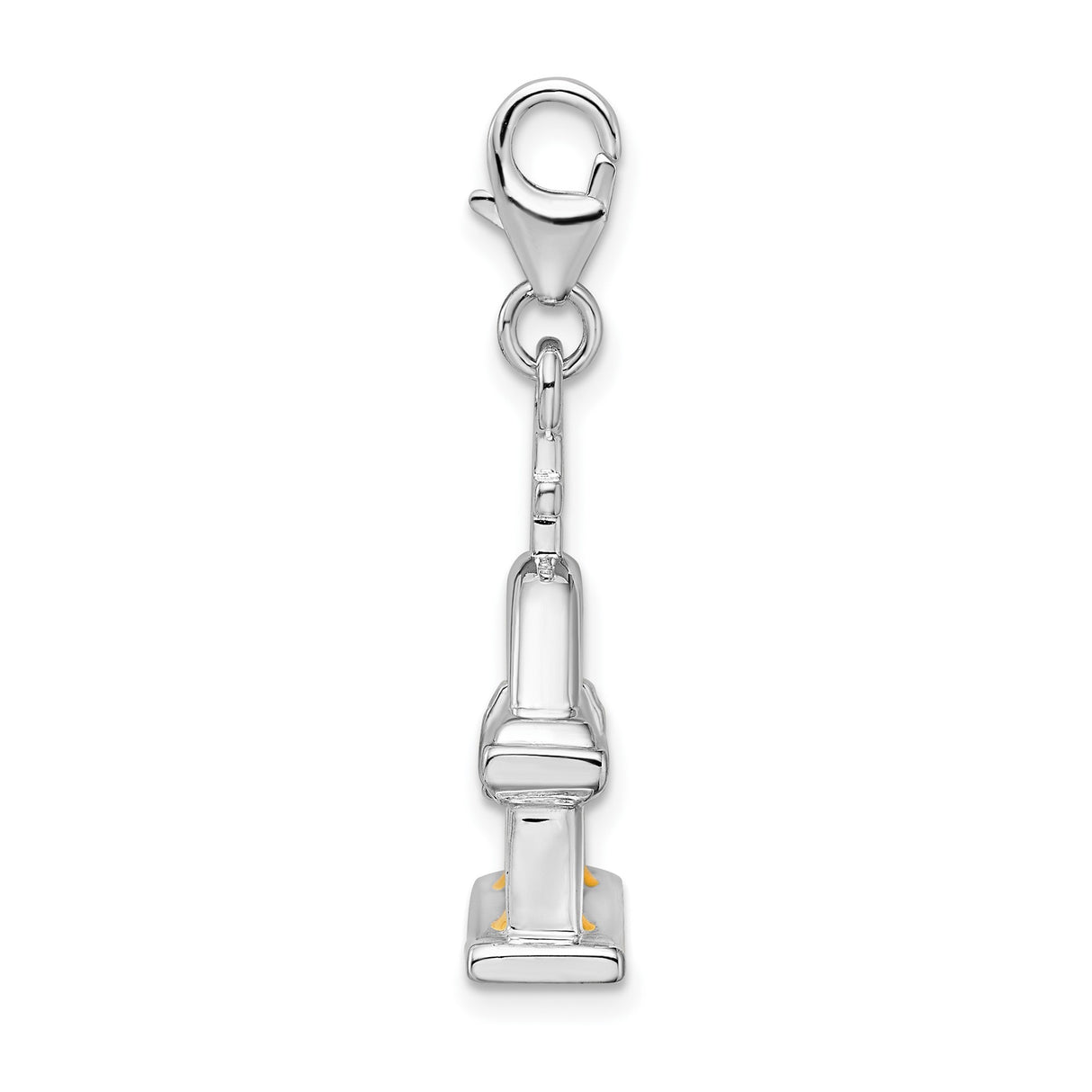 Sterling Silver Church Charm Pendant with Cross, Moveable Bell, and Gold-Tone Windows