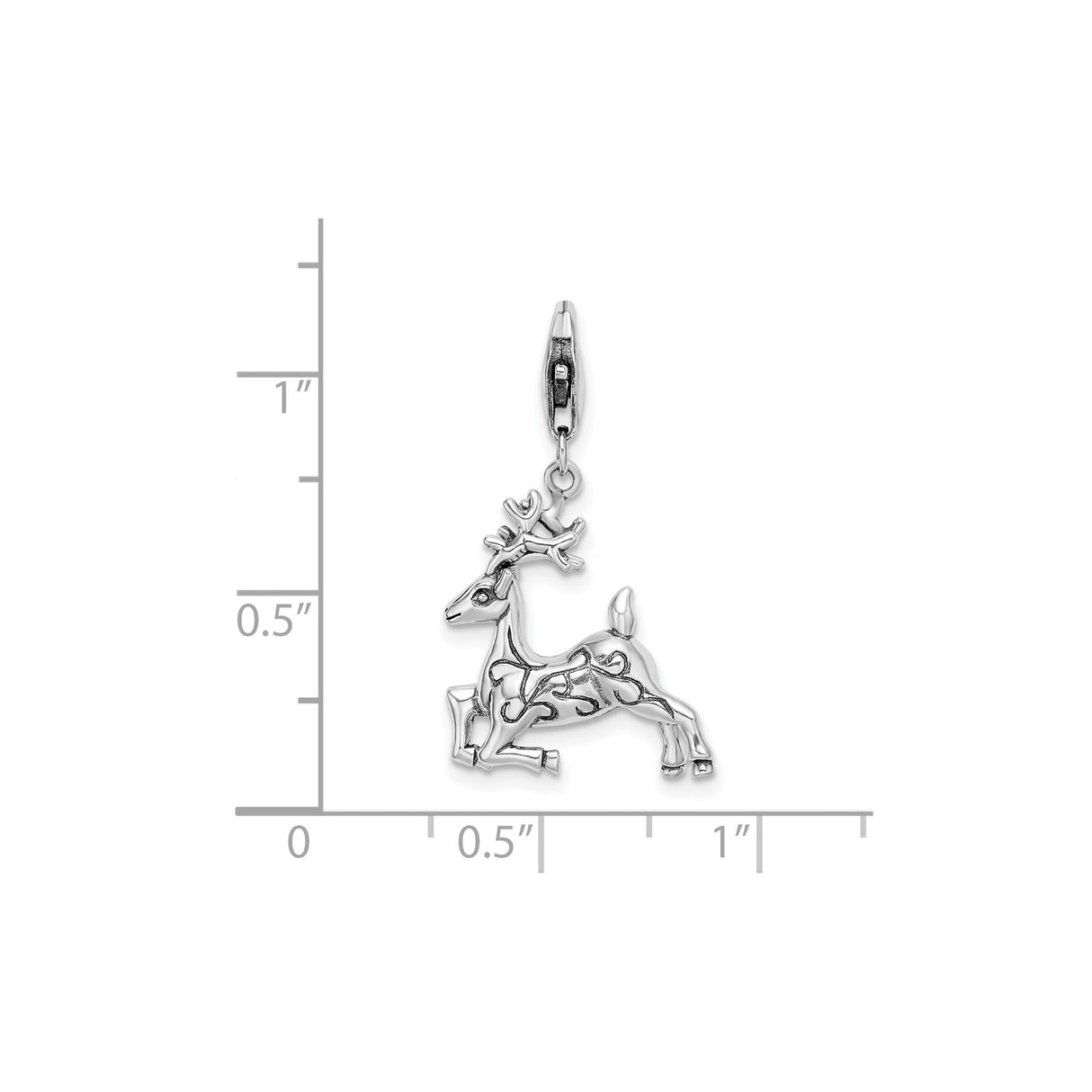 Sterling Silver Reindeer Charm with Celtic Knotwork Design, Holiday Animal Pendant