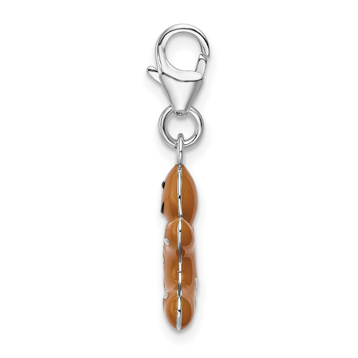 Sterling Silver Gingerbread Man Pendant with Colorful Enamel, Festive Holiday Charm