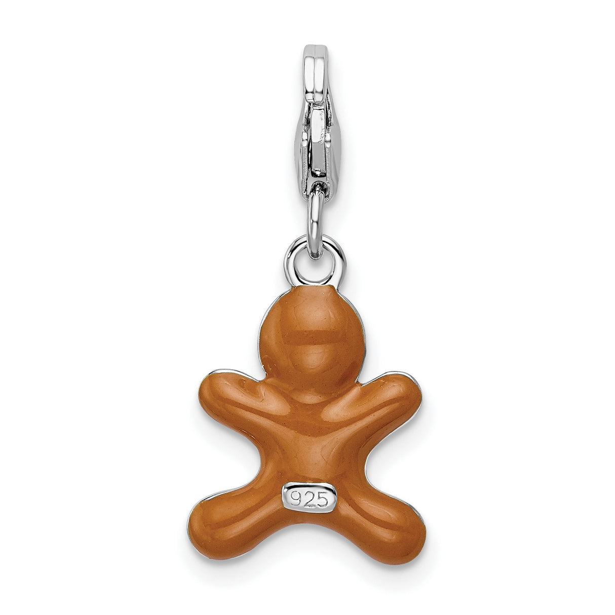 Sterling Silver Gingerbread Man Pendant with Colorful Enamel, Festive Holiday Charm