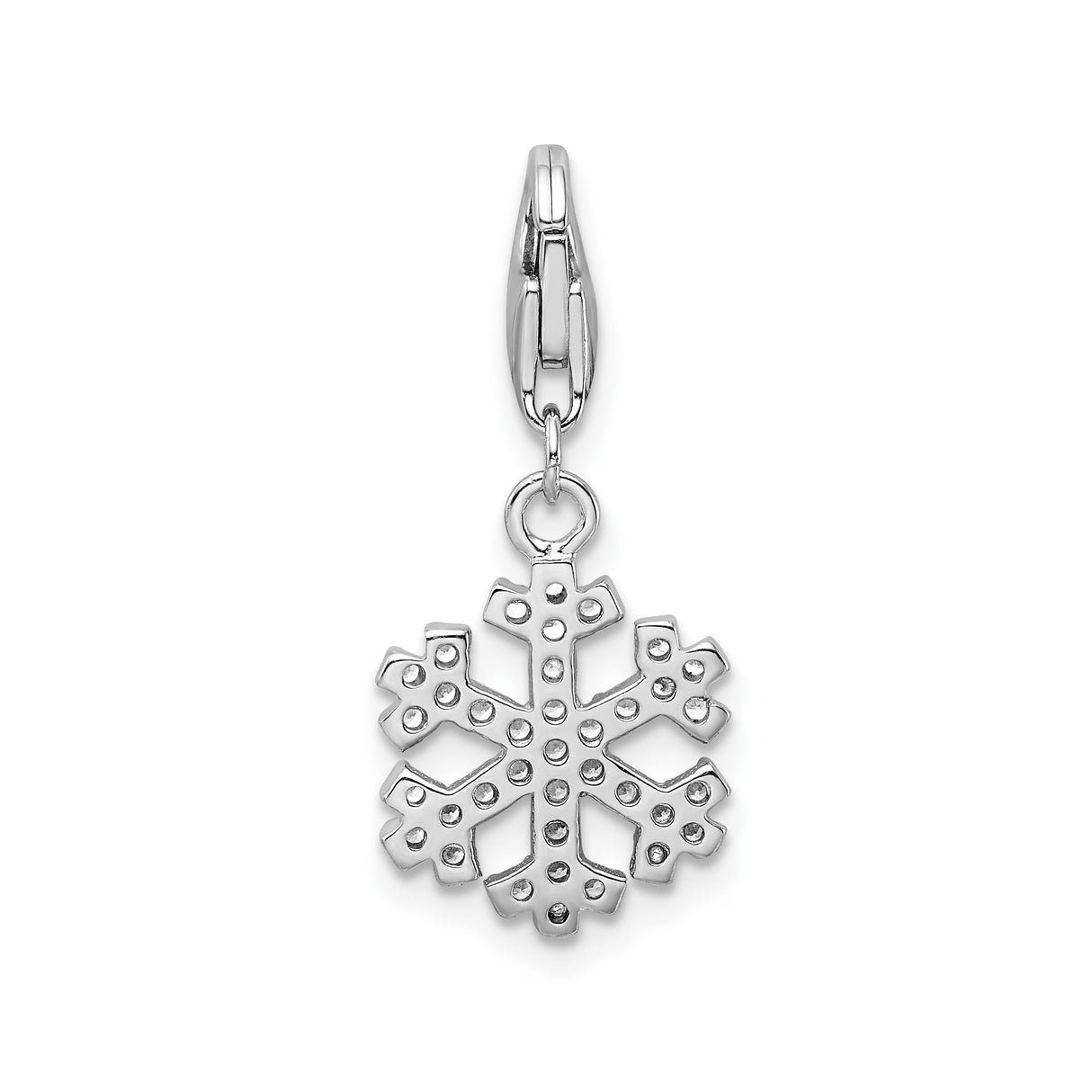 Sterling Silver Snowflake Pendant with Cubic Zirconia, Winter Holiday Charm for Women