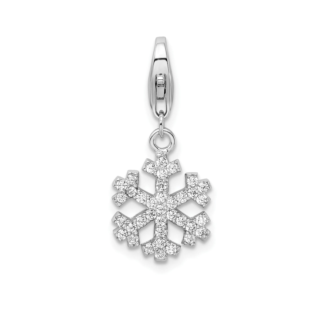 Sterling Silver Snowflake Pendant with Cubic Zirconia, Winter Holiday Charm for Women